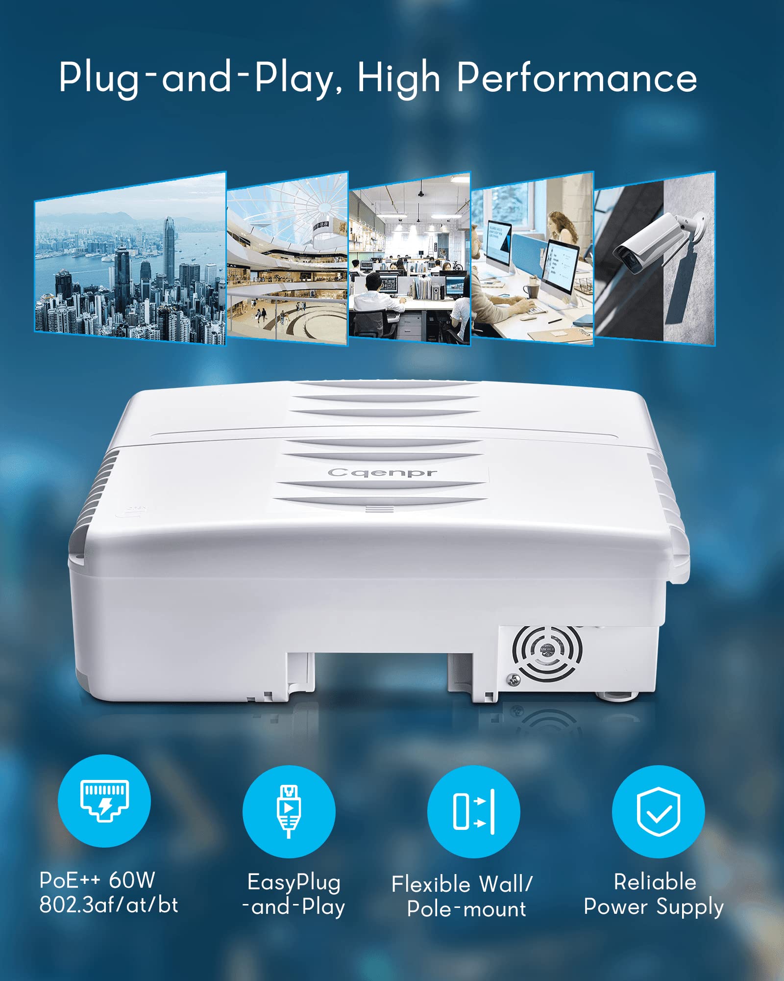 Cqenpr Outdoor Poe Switch With 8 Port Poe+2G Uplink+1Sfp Slot, Ieee802.3Af/At/Bt, All In One Box, 60W Poe++, 120W High Power Out