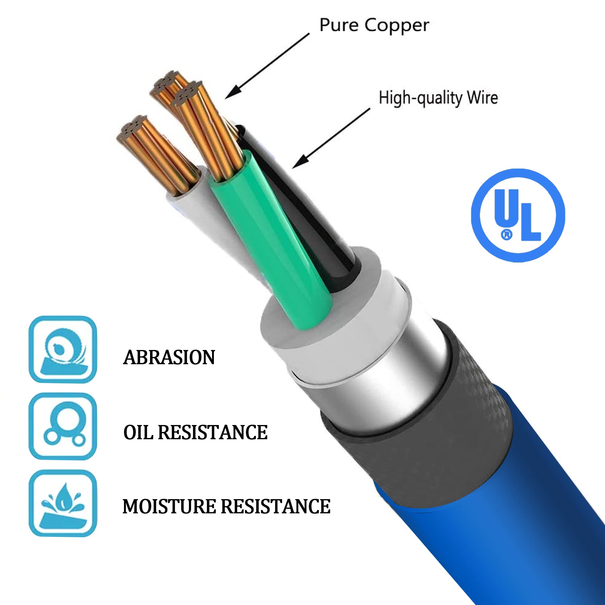 Welder Extension Cord, Heavy Duty 25 Feet 6 50 Nema R Plug Lighted Welding Cord With Etl Approved