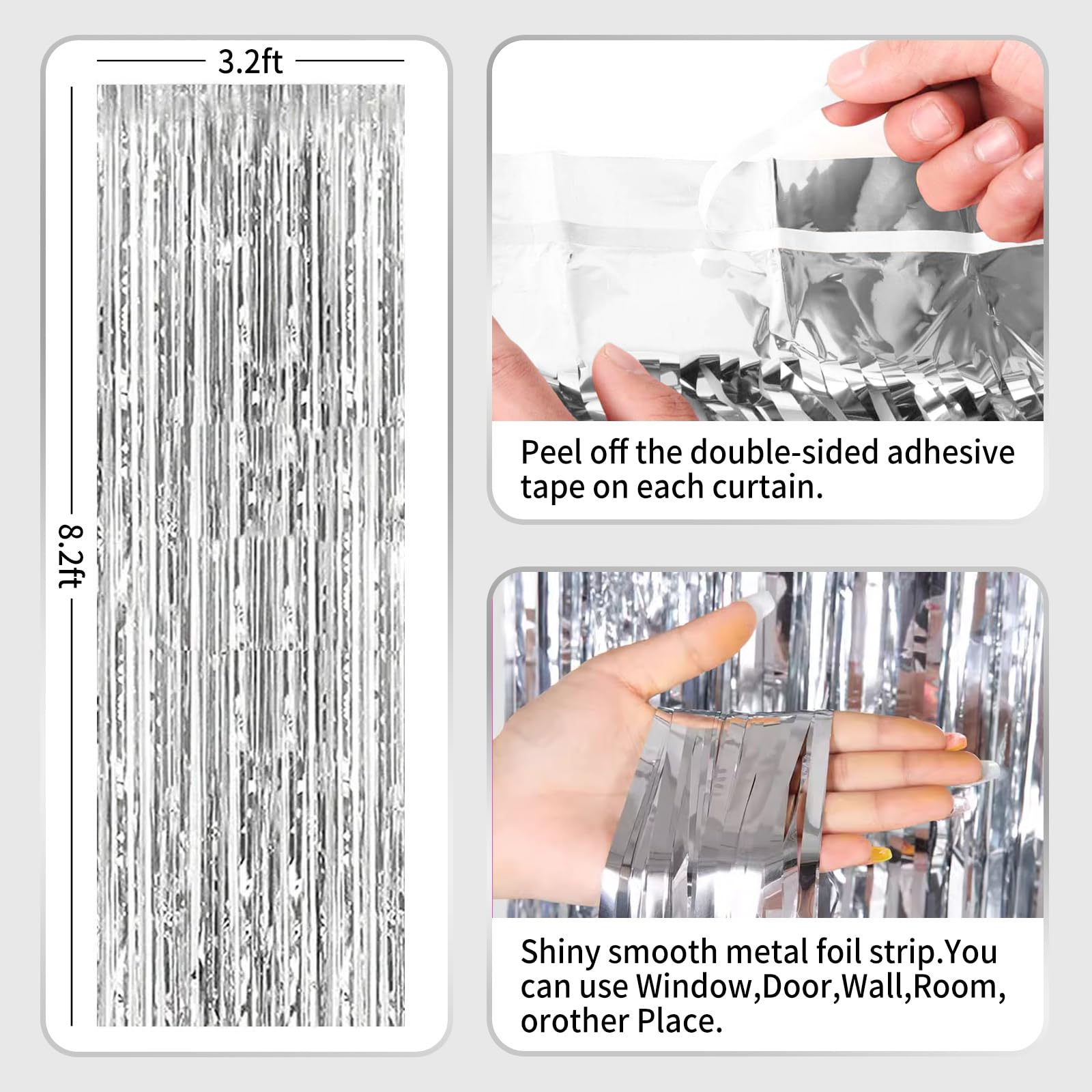 Silver Backdrop Sinbee Foil Tinsel Backdrop For Birthday Decorations Bachelorette Party Decorations Backdrop Curtains Party Deco