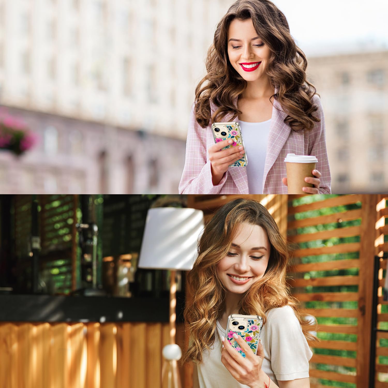 ICEDIO iPhone 14 Plus Phone Case with Screen Protector - Slim Fit Acrylic Colorful Blooming Floral 6.7"