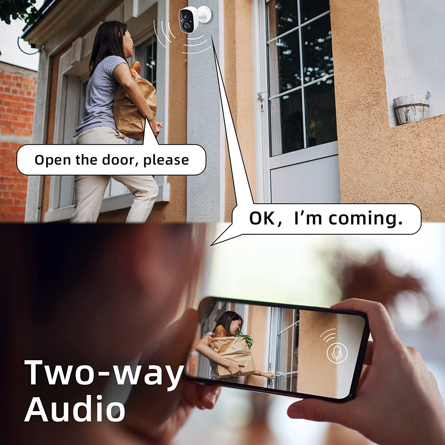 Rraycom 2-Pack Wireless Security Cameras, 2K, Battery-Powered, AI Motion Detection, Color Night Vision, White, Model BW4