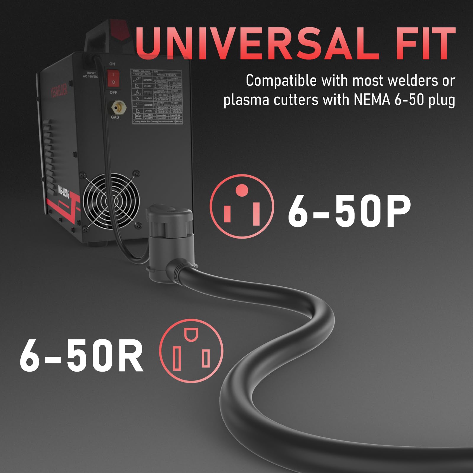 Yeswelder 20Ft 250 Volt Welder Extension Cord 8 Awg Power Extension For Welding Machines