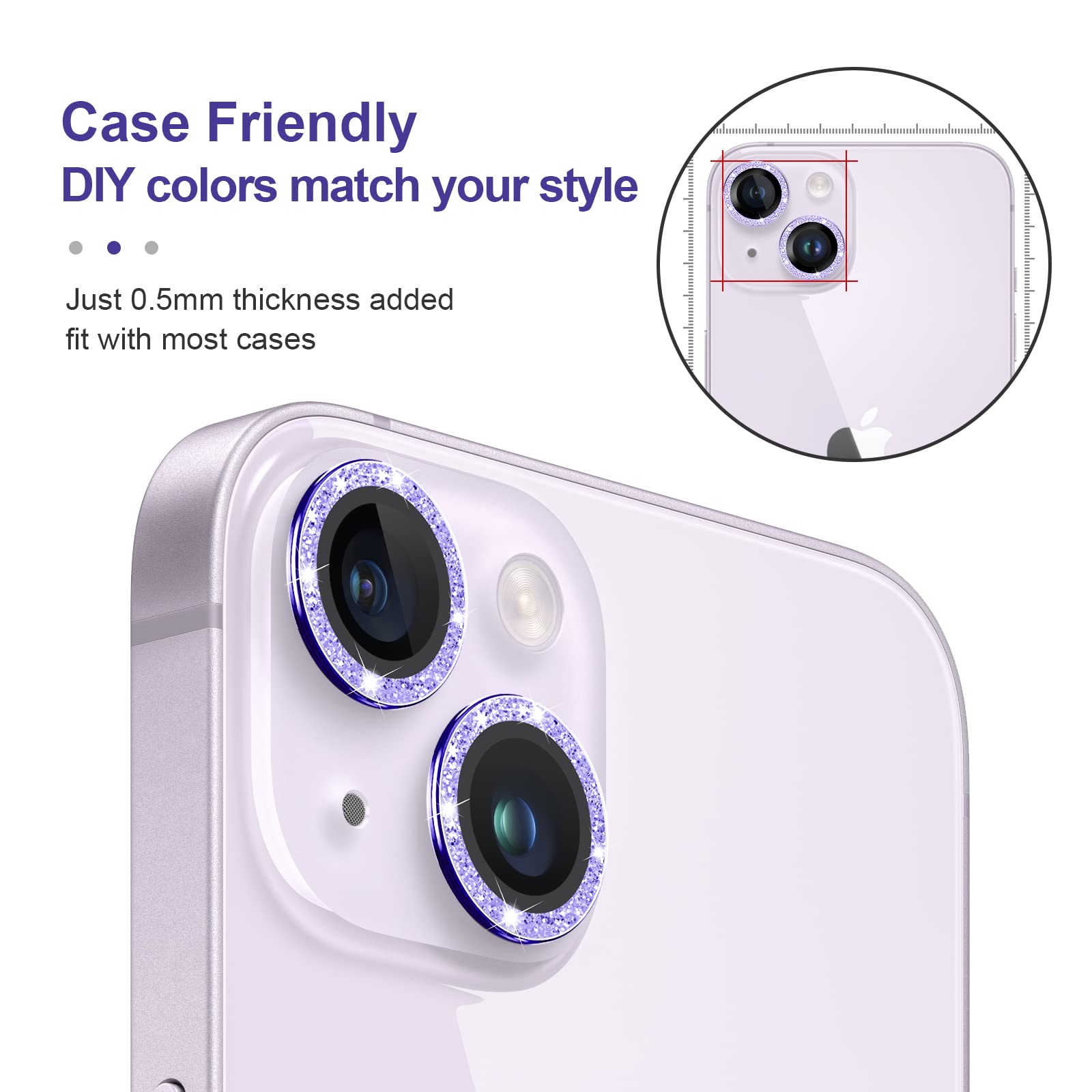 Jeluse 2X2 Pack Camera Lens Protector For Iphone 14 Plus For Iphone 14, 9H Tempered Glass Screen Protector Cover [Alignment Kit