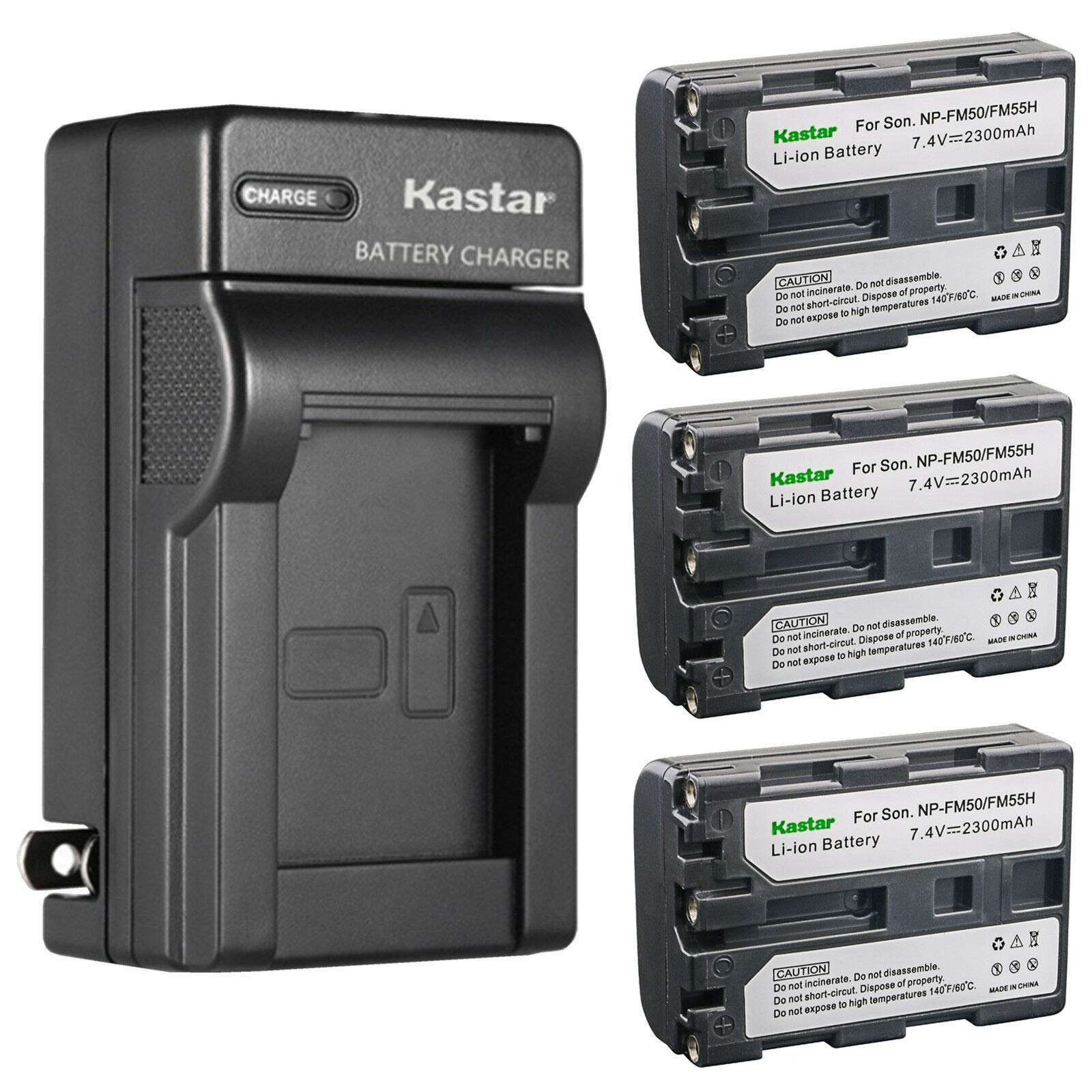 Kastar 3 Pack Battery And Ac Wall Charger Replacement For Sony Np Fm30, Np Fm50, Np Fm55H, Np Qm50, Np Qm51, Np Fm70, Np Fm71, N