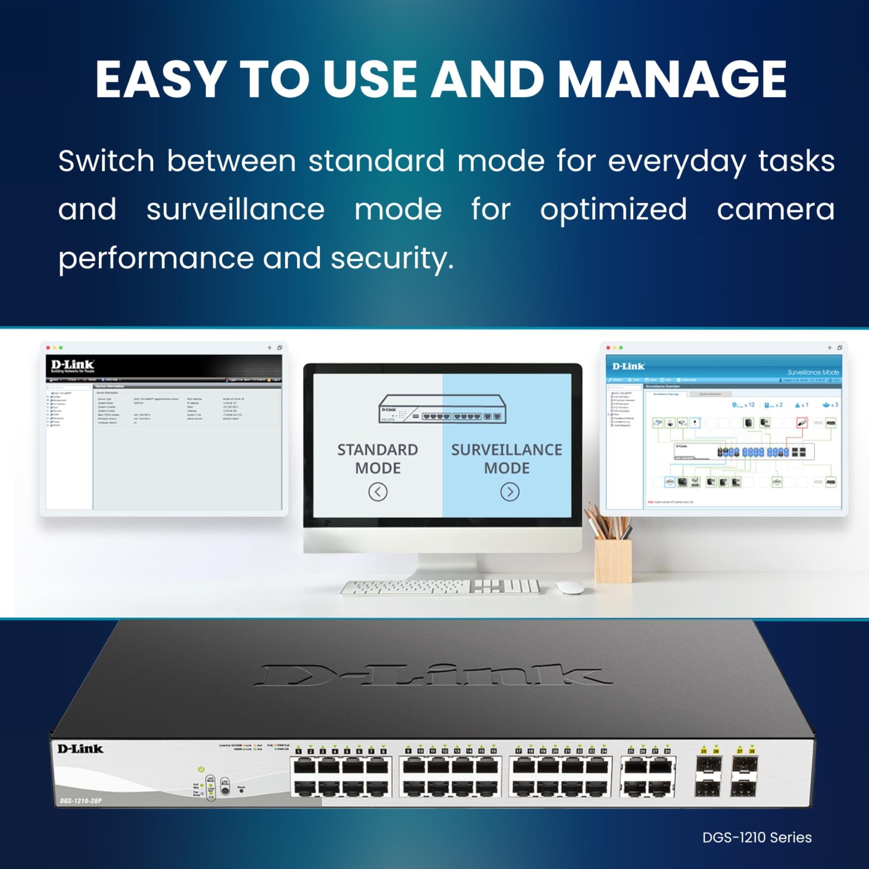 D Link Poe+ Switch, 8 10 Port Smart Managed Layer 2+ Gigabit Ethernet With 2 Gigabit Sfp Ports And 130W Poe Budget (Dgs 1210 10M