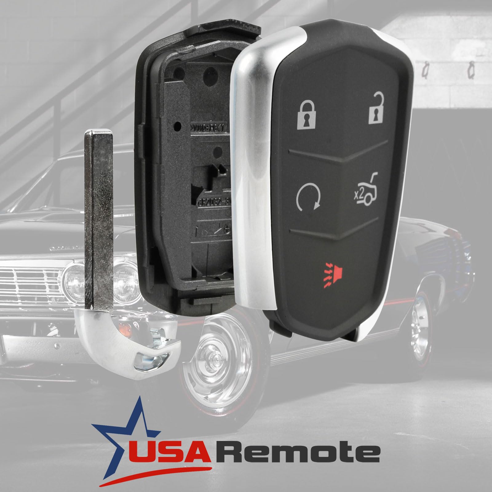 Key Fob Keyless Entry Smart Remote Shell Case & Pad Fits Cadillac Ats, Ct6, Cts, Srx, Xt5, Xts