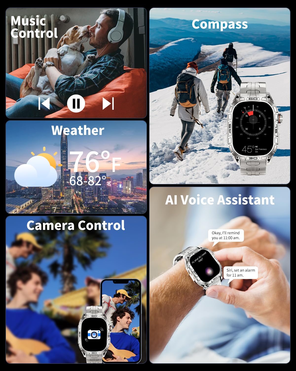 Podoeil Military Smart Watch For Men With 1.96  Amoled Screen, Ip68 Waterproof Smartwatch With Bluetooth Call/Health Monitor/Sle