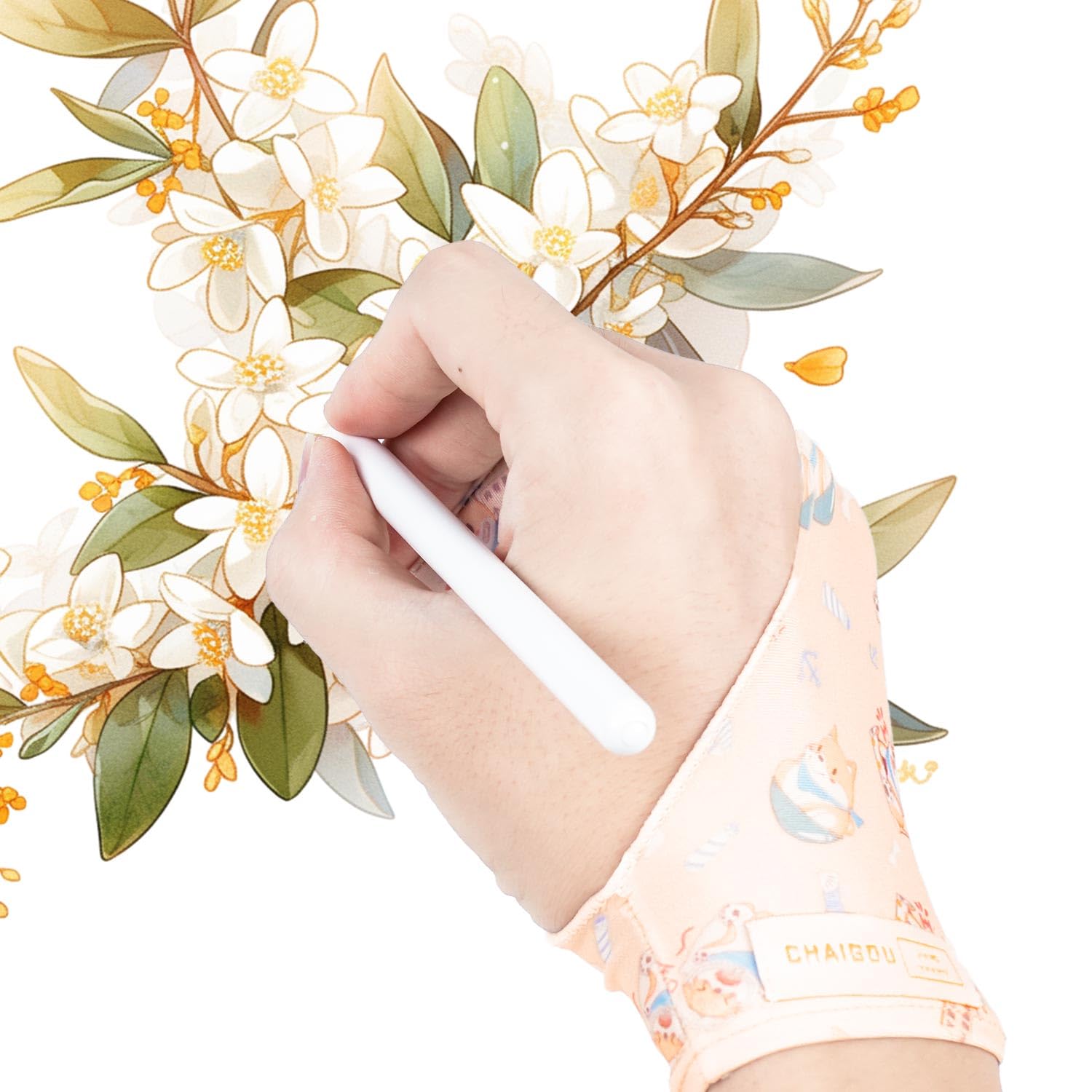 Spaseeba Artist Drawing Glove Art Two Finger Glove Animal Print For Drawing Tablet/Pen Display/Ipad For Right And Left Hand,M Ye