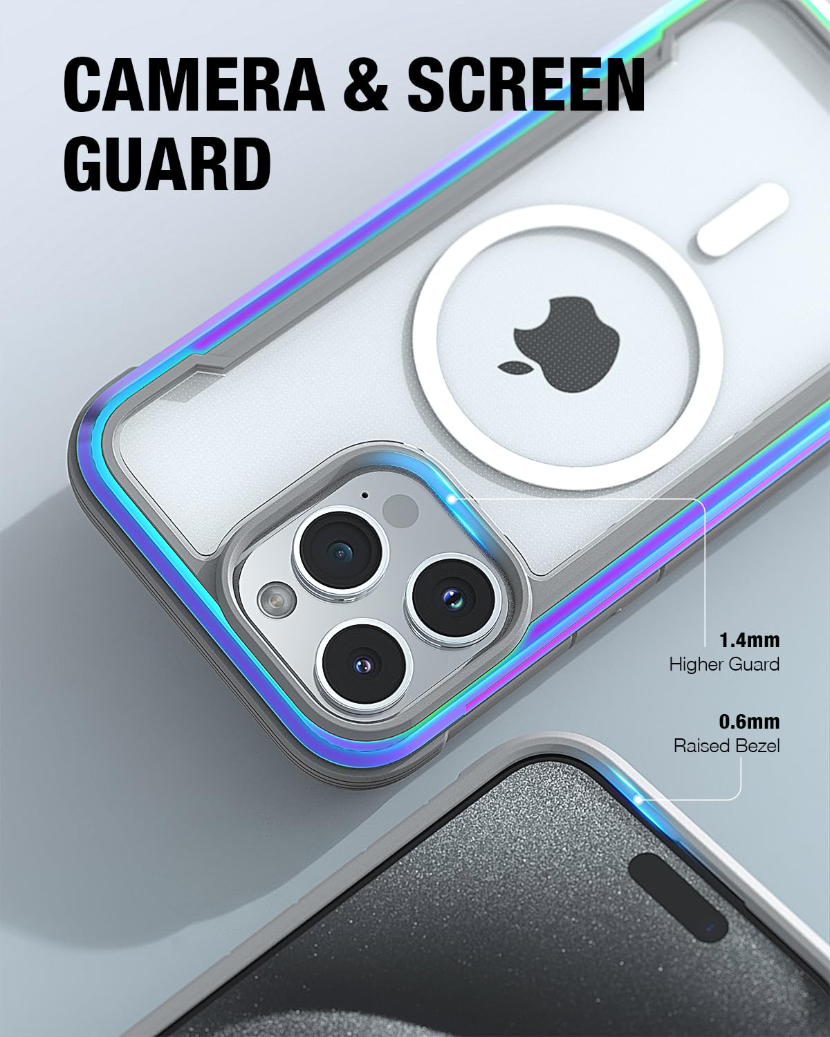 Raptic Shield Magnetic For Iphone 15 Pro Max Case, Compatible With Magsafe, Shockproof Protective Clear Case, Military Grade 10F