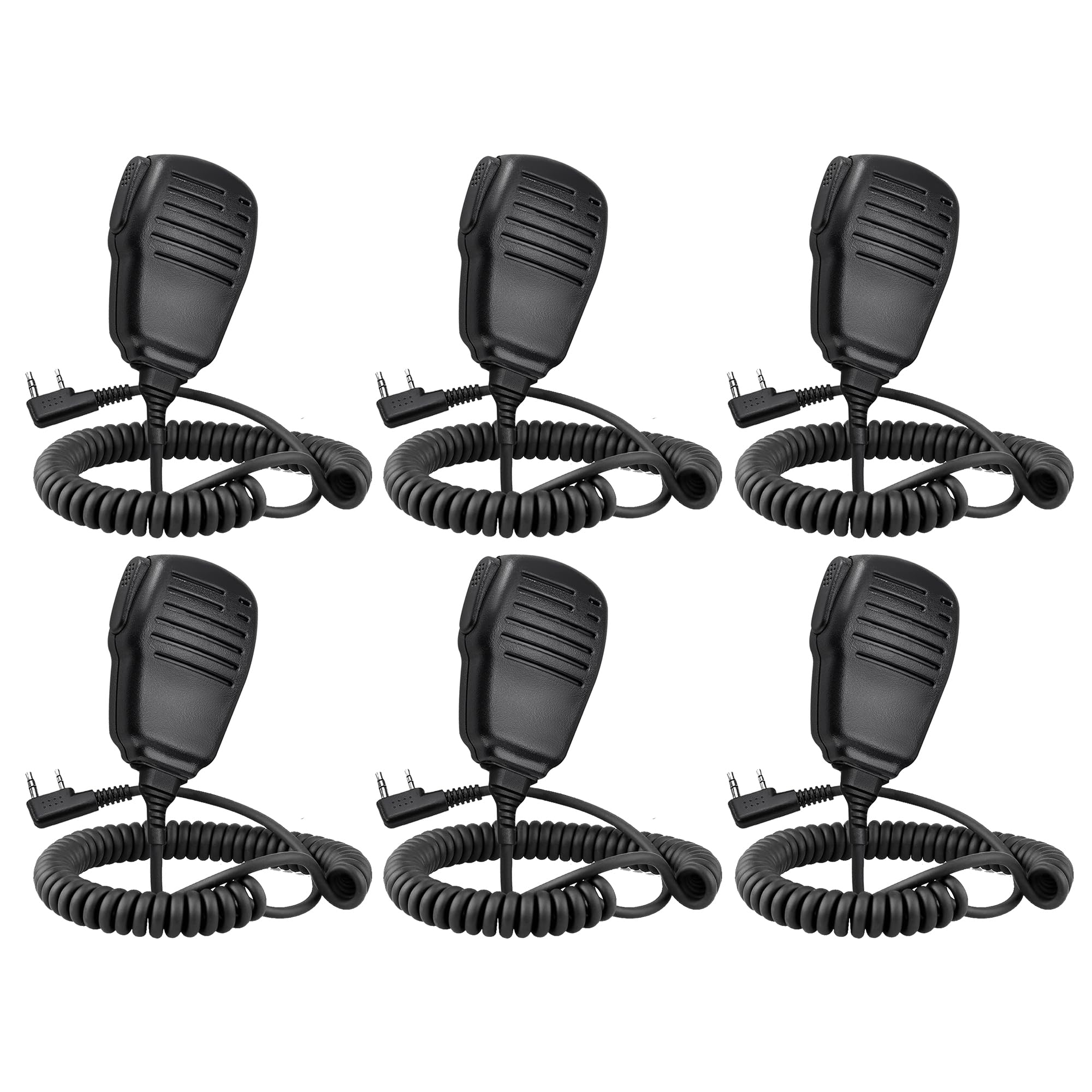 Samcom Speaker Mic For Two Way Radio,2 Pin Walkie Talkies Shoulder Mic, Handheld Walkie Talkie Microphone For Most 2 Way Radio, 2 Pin K Type Radio Mic With Ptt (6 Pack)