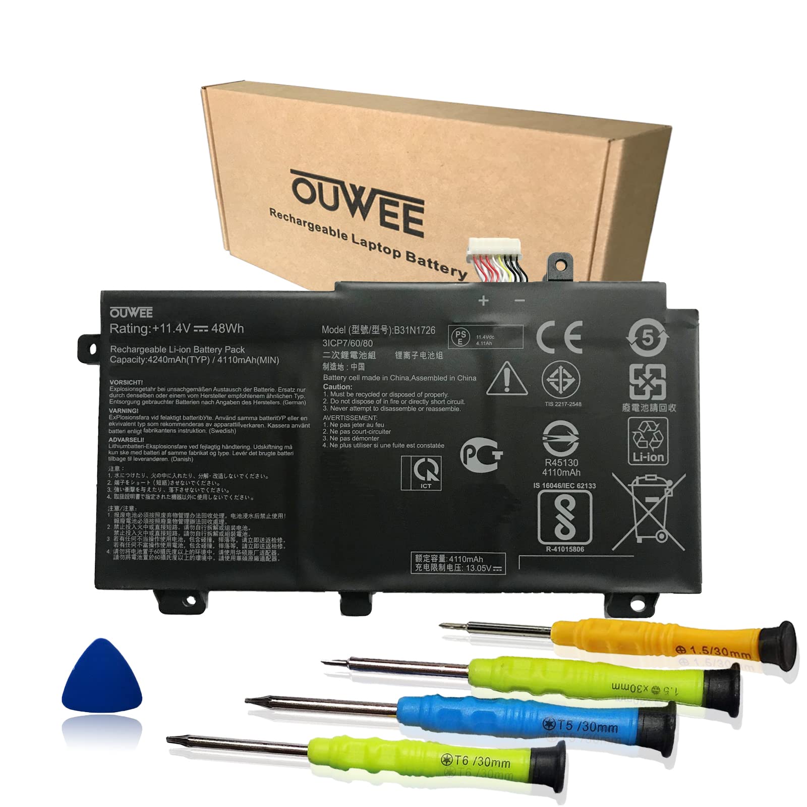 Ouwee B31N1726 Laptop Battery Compatible With Asus Fx80 Fx86 Tuf Fx504 Fx504Ge Fx504Gm Fx505 Fx505Dt Fx505Dy Fx505Ge Fx505Gd Fx5