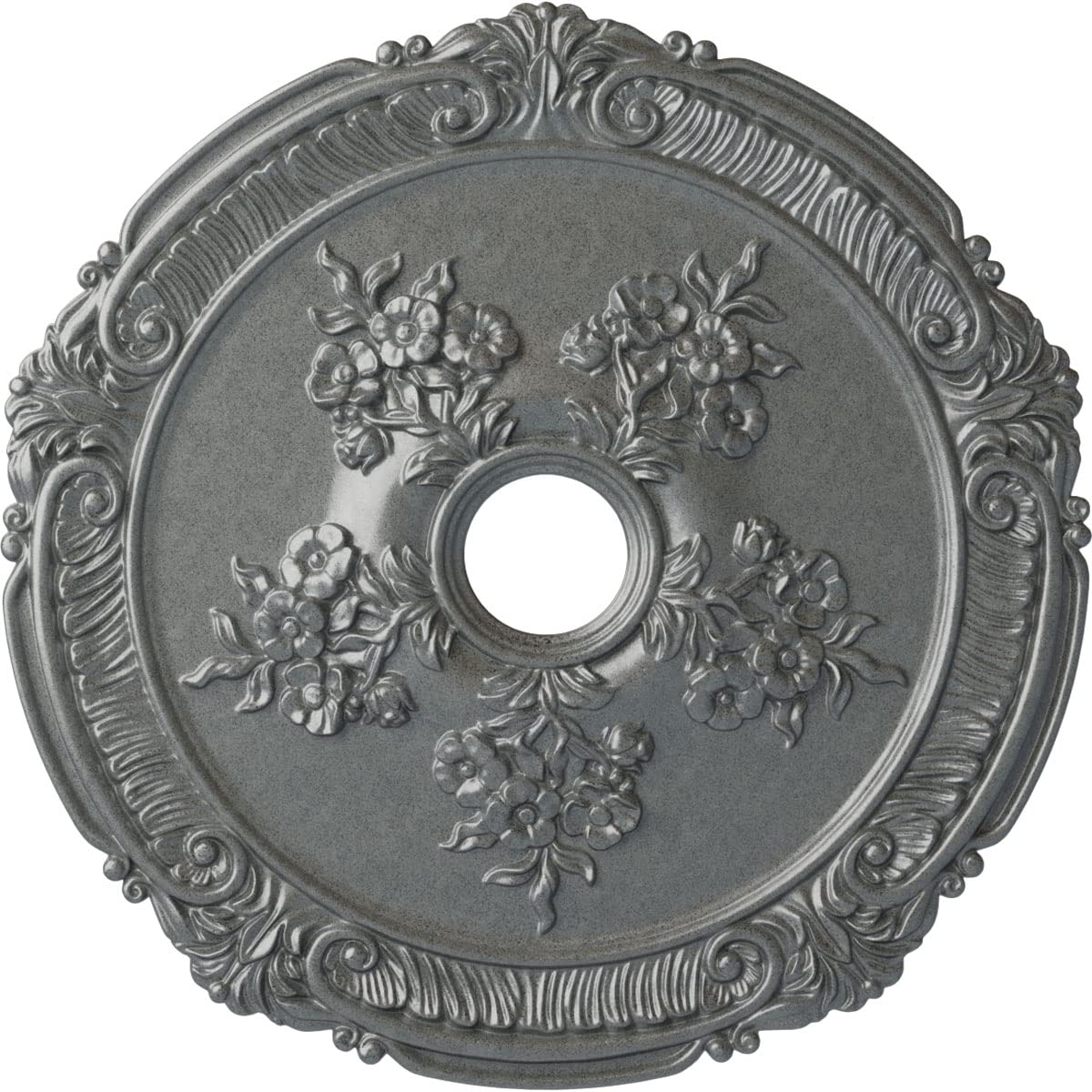 Ekena Millwork Cm26Atpls Attica With Rose Ceiling Medallion, 26''Od X 3 3/4''Id X 1 1/2''P, Hand Painted Platinum