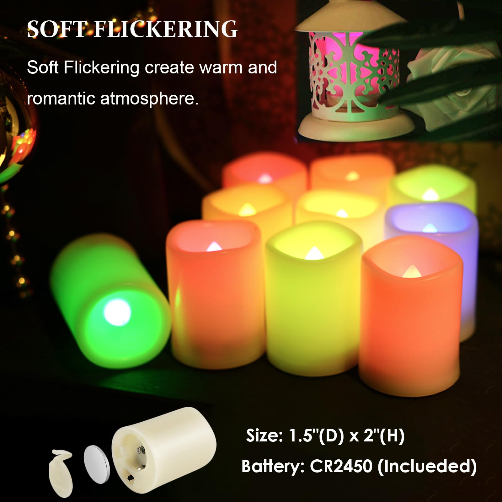 Colored Flameless Votive Candles With Timer Color Changing Led Tea Light,Battery Operated Rgb Votive Candles,Rainbow Tealights F