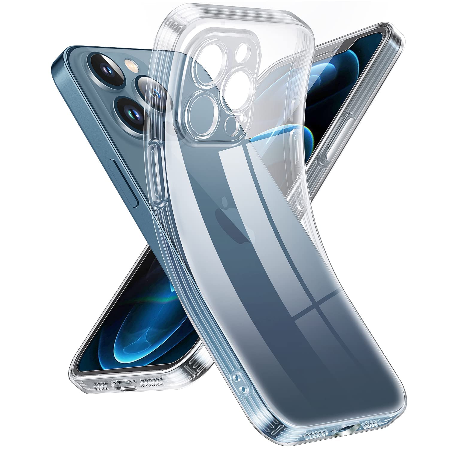 Supdeal Crystal Clear Case For Iphone 12 Pro Max, [Not Yellowing] [Camera Protection] [Military Grade Drop Tested] Shockproof Pr