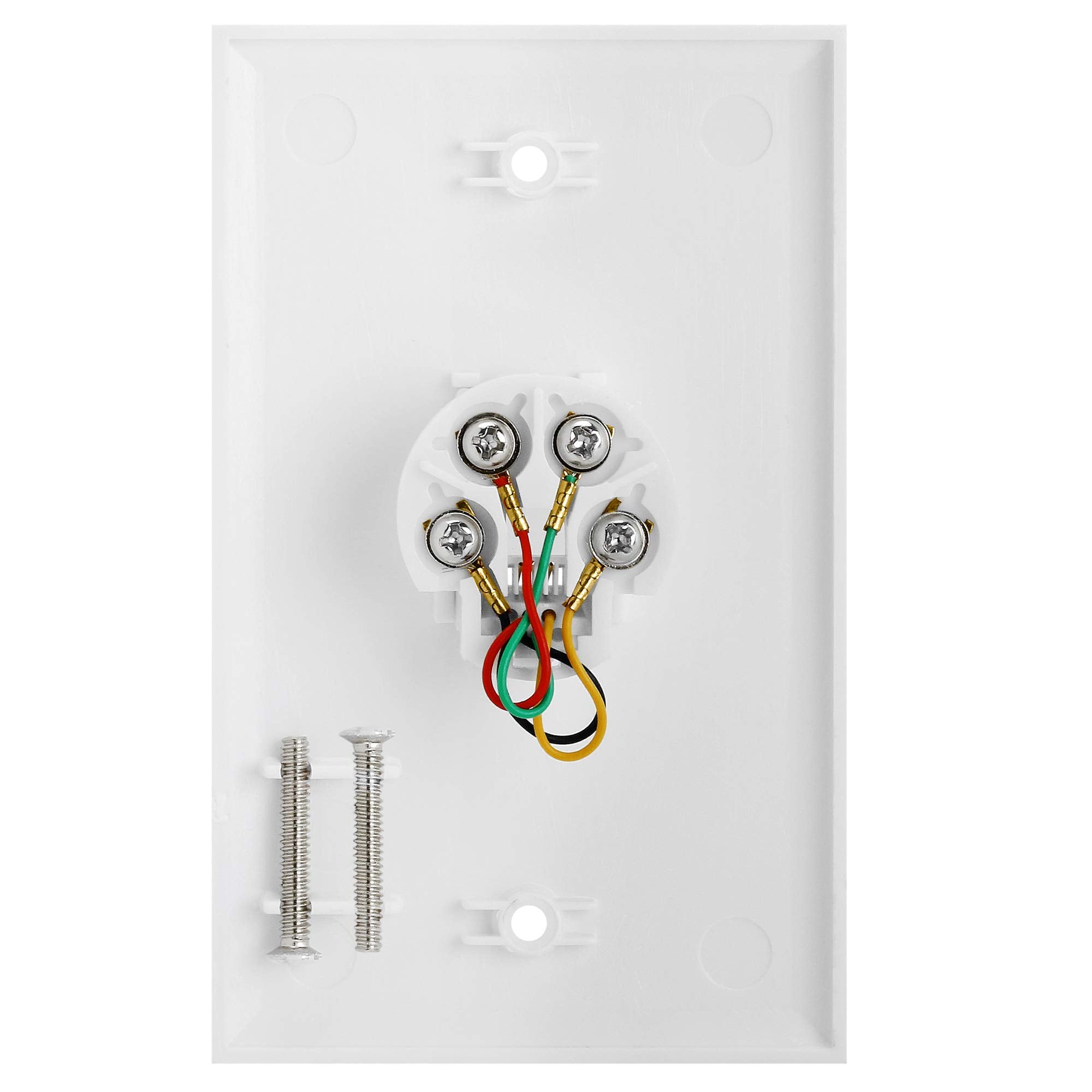 Cmple   Single Rj11 Connector With 4 Conductors Phone Wall Plate Jack 6P4C Telephone Single Jack Wallplate With Screws