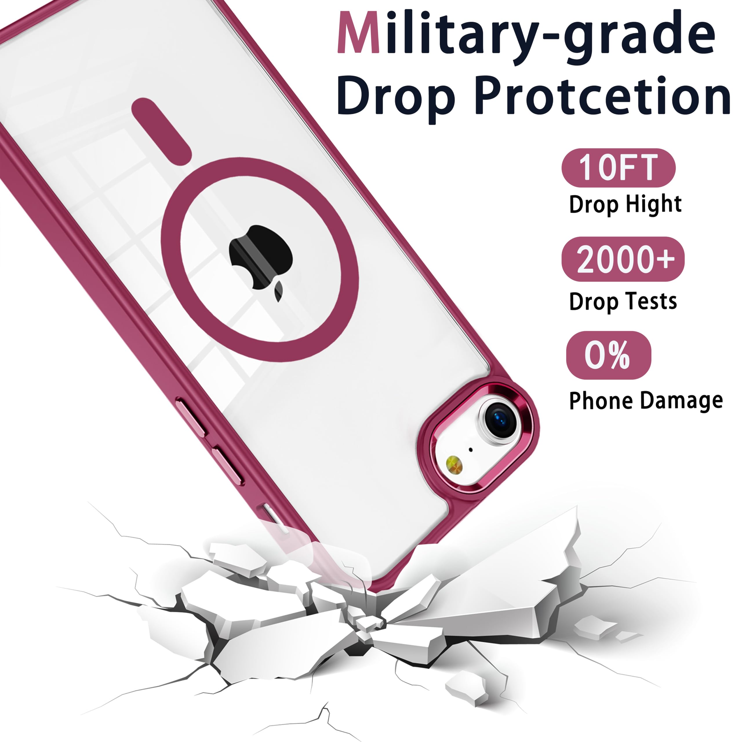 Pinlisheng Magnetic For Iphone Se Case 2022/2020,Iphone 8/7 Case,Compatible With Magsafe,Military Grade Drop Tested, Shockproof