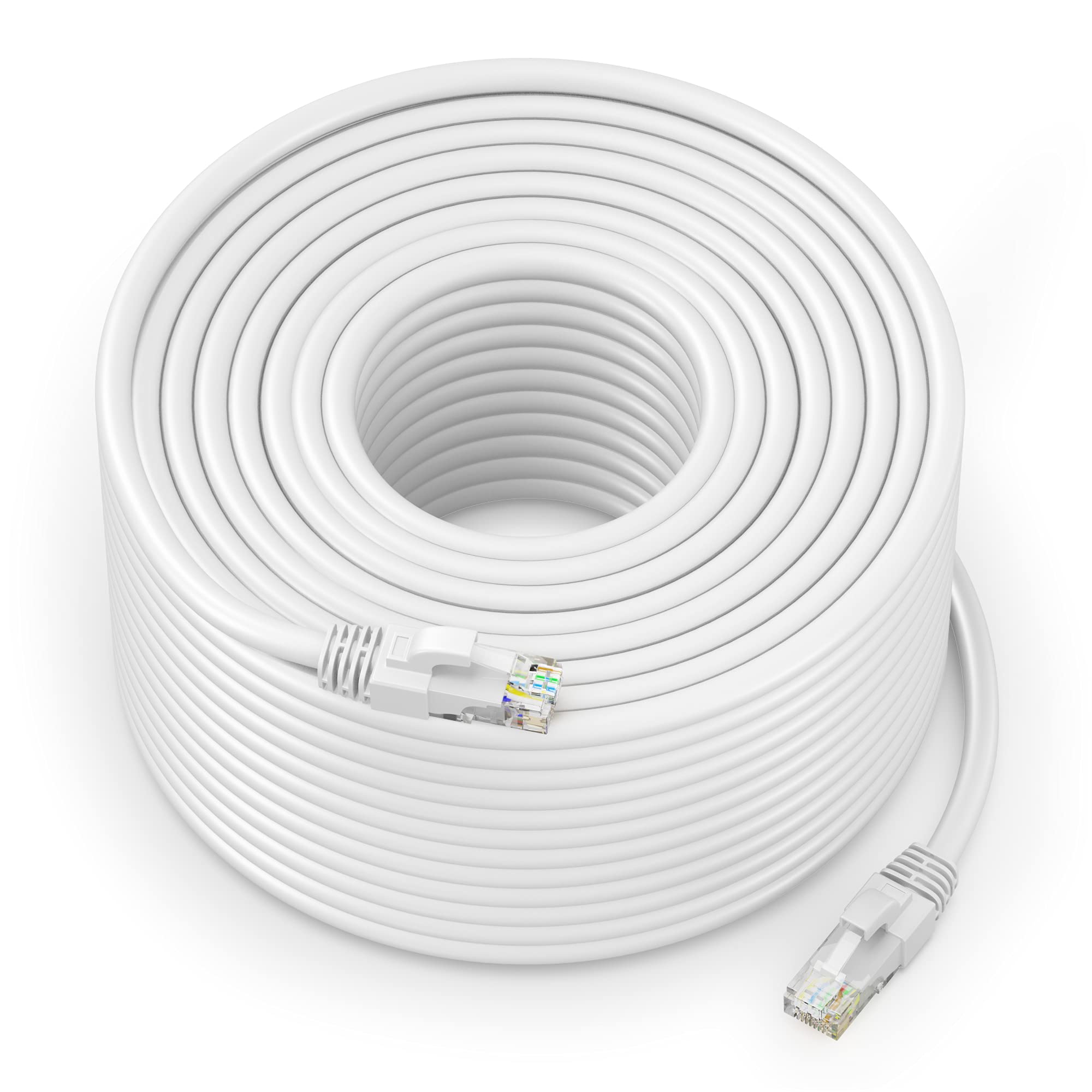 Maximm Ethernet Cable 300 Ft Cat6 High Speed Internet Network Lan Cable Cord, Outdoor Waterproof (White)