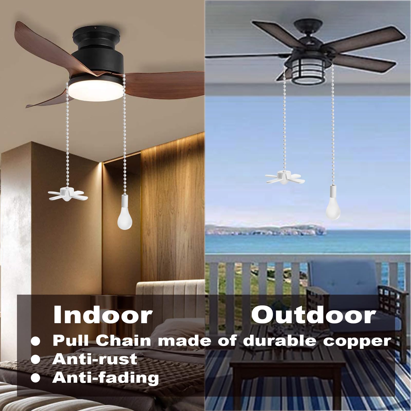 Akahttbn Ceiling Fan Pull Chain Extension Ornaments Chains With Decorative Light Bulb And Fan Cord 13.6 Inches Bronze Fan Pull C