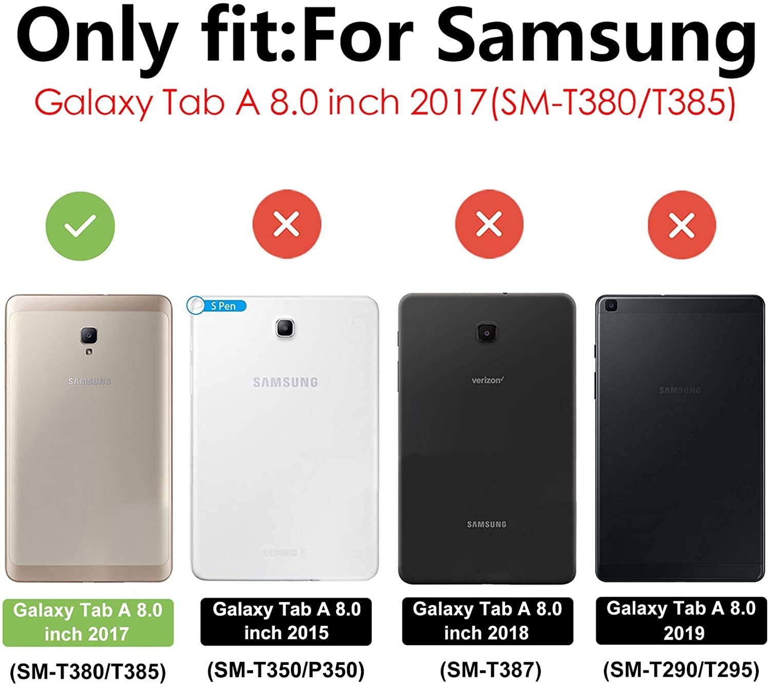 Braecnstock For Samsung Galaxy Tab A 8.0 2017 Case (Sm-T380/T385) Rugged Shockproof Protective Case With 360 Rotating Hand Strap