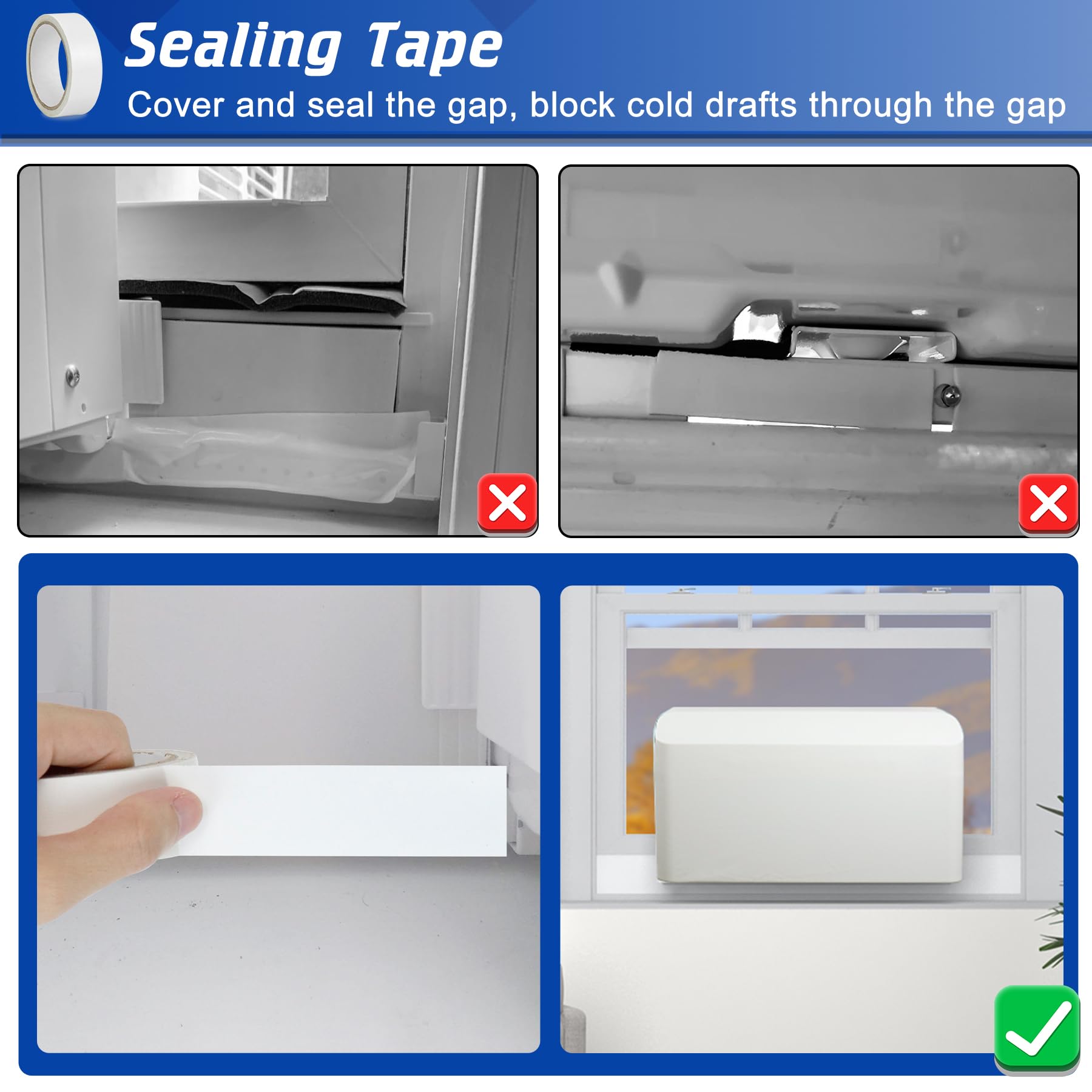 Wintcomfort U Shaped Window Air Conditioner Indoor Cover, Protective Indoor Cover For U Shaped Window Ac, Windproof Design