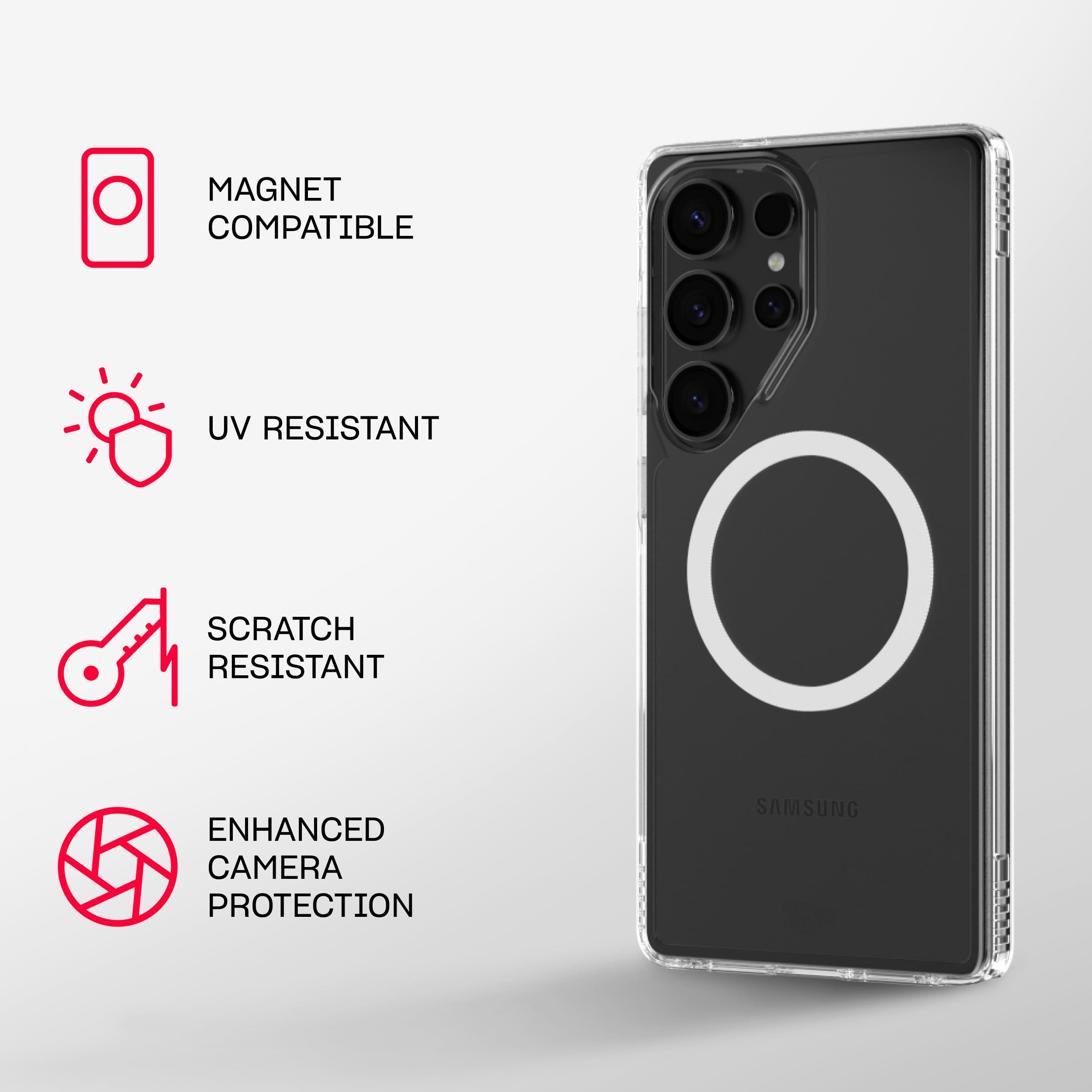 Tech21 Evoclear Case For Sasung S25 Ultra - Anti-Yellowing Case With Magnets - Clear