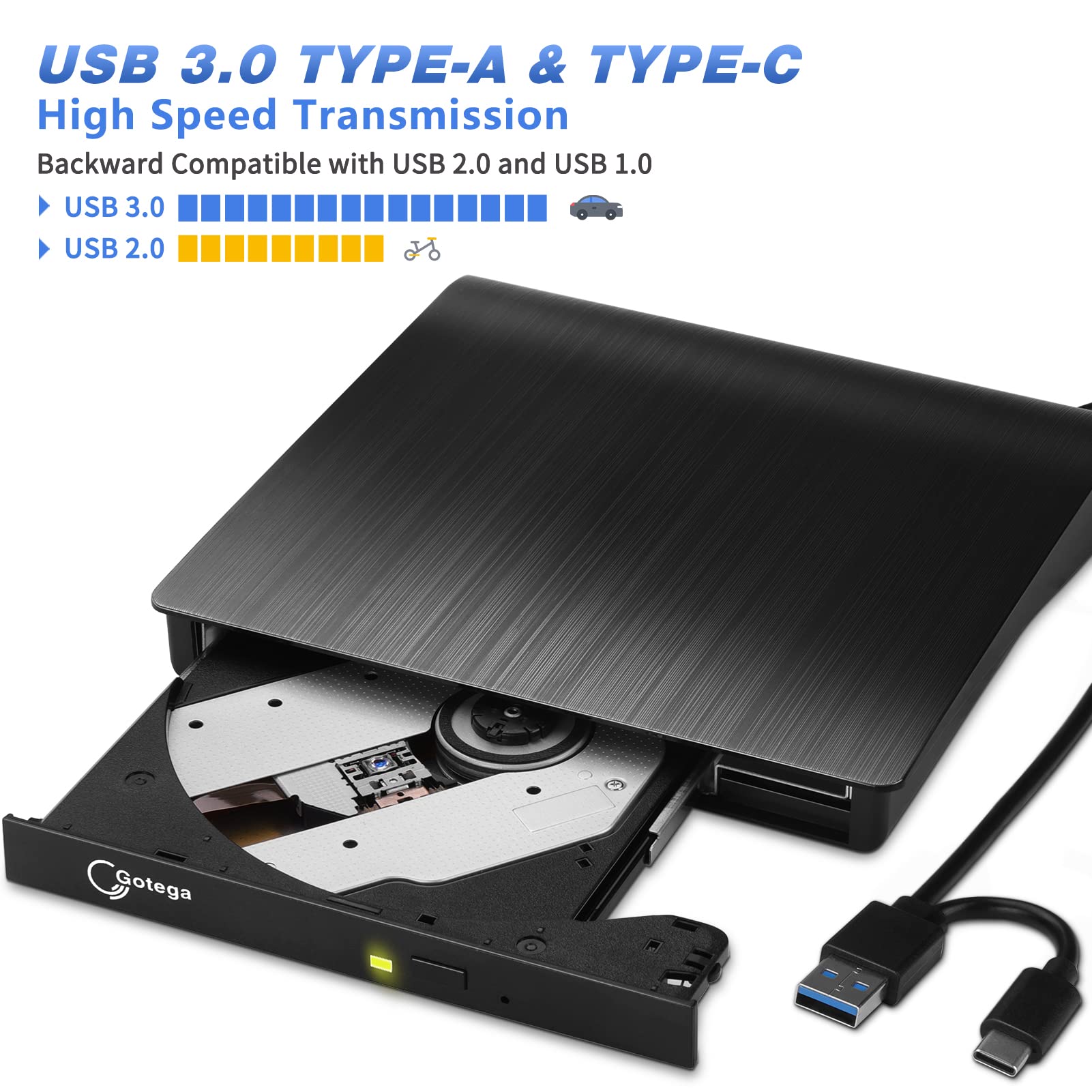 External Dvd Drive Usb 3.0 Type C Usb C Portable Cd/Dvd +/ Rw Disk Drive External Dvd Player For Laptop Cd/Dvd Rom Burner Reader