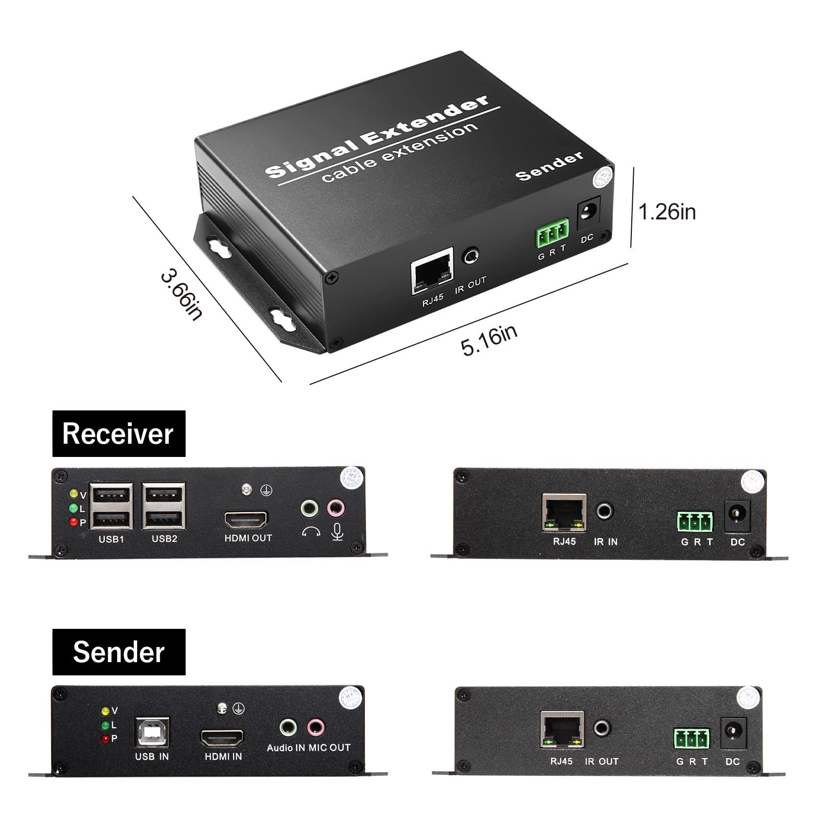 Lornceng 4K Kvm Over Ethernet, Hdmi Kvm Usb Extender Over Cat6 Up To 120M(394Ft), Extender Over Ip Zero Latency Support All Syst