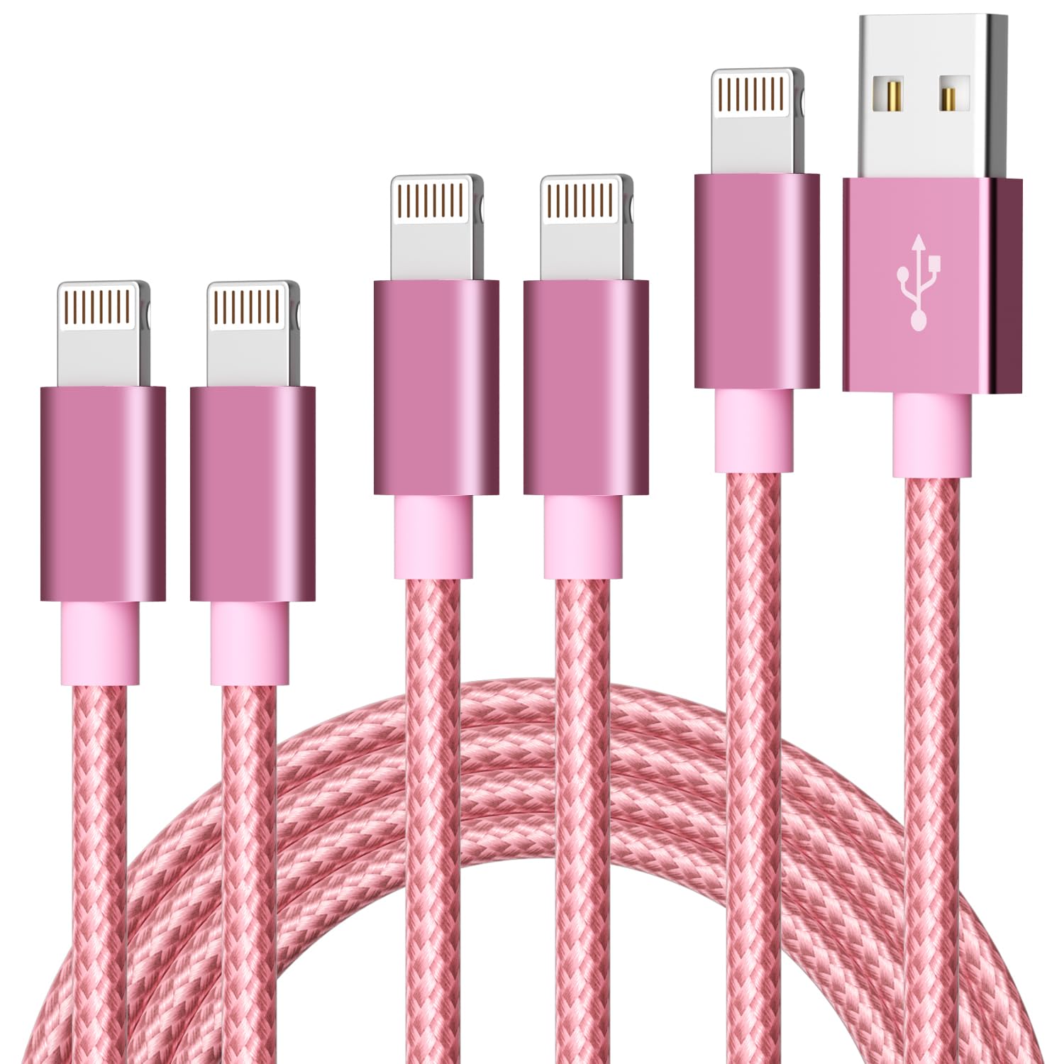 Idison [Mfi Certified] 5Pack(3/3/6/6/10Ft) Iphone Charger Usb Lightning Cable Nylon Braided Fast Charging Cord Compatible Iphone14/Ipad/Ipod/All Iphones