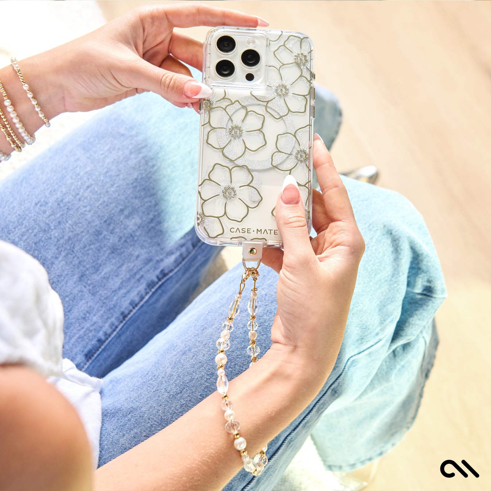 Case Mate Beaded Phone Charm | Detachable Anti Theft Phone Strap | Hands Free Iphone Wrist Strap For Women | Phone Chain Wristle