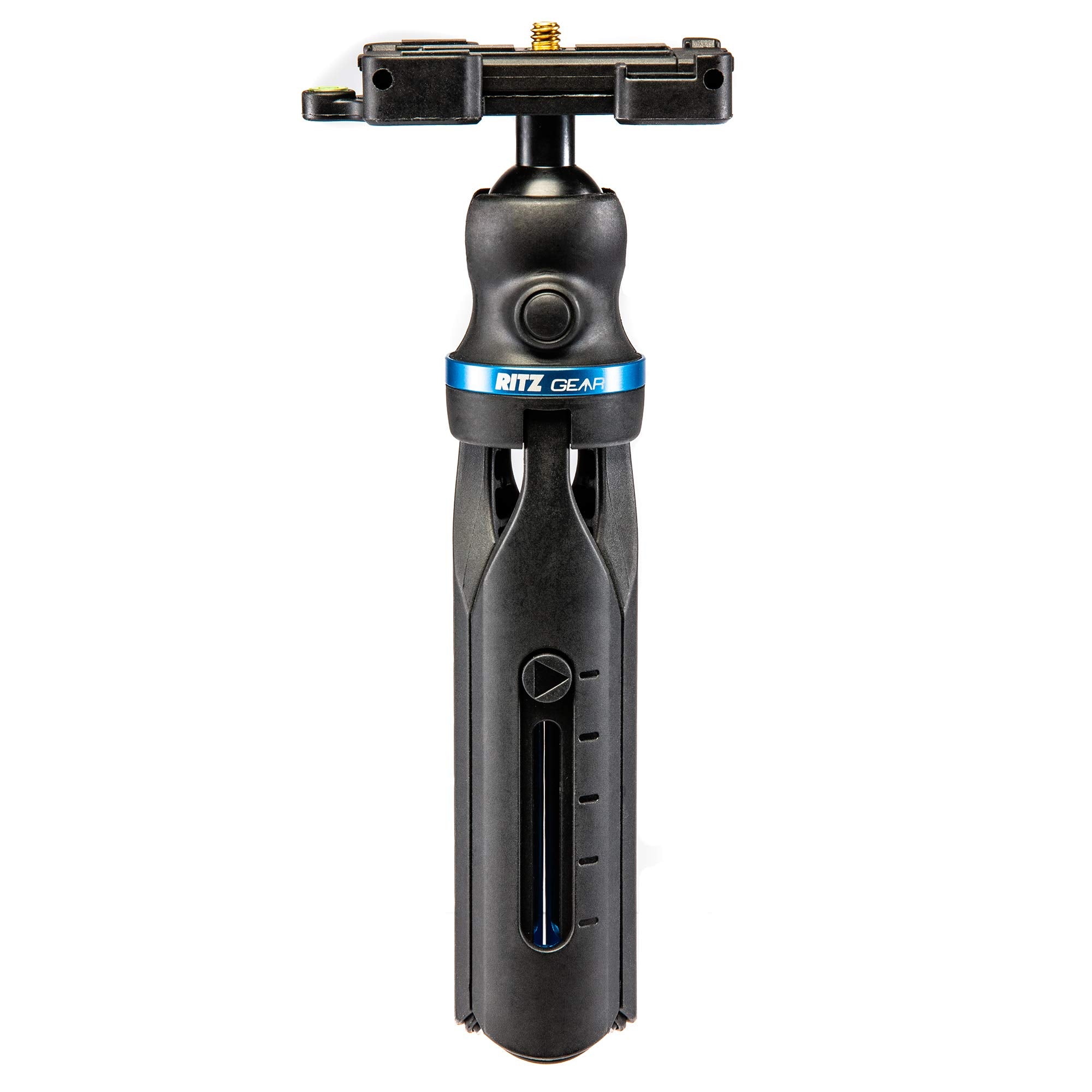 Ritz Gear Blue Anodized Aluminum/Abs Height Adjustable Tabletop Tripod For Cell Phone And Dslr Camera Packet Size