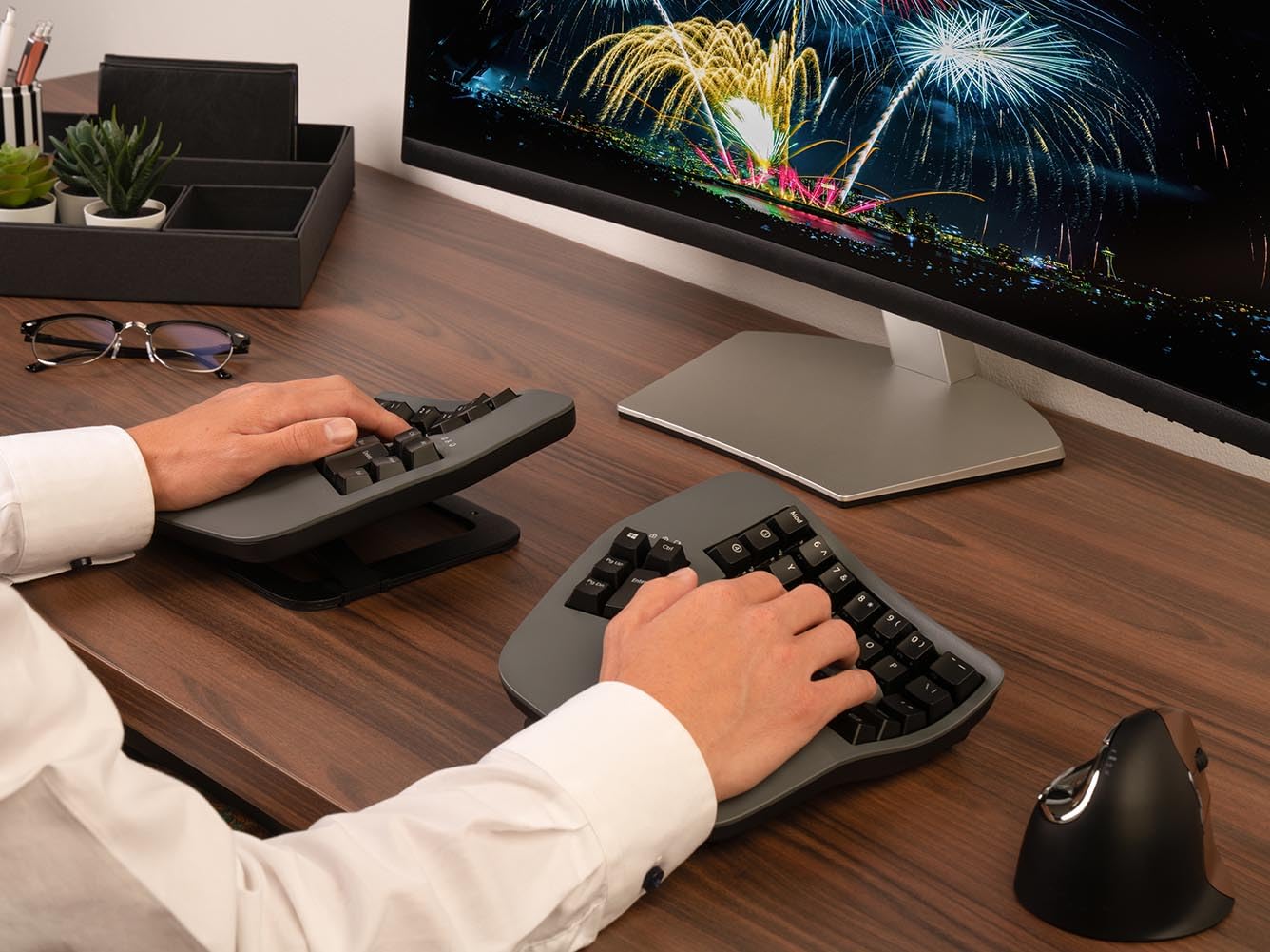 KINESIS Advantage360 Bluetooth Ergonomic Keyboard - Mechanical, Programmable, Contoured, Dark Gray, Model KB360-PRO-GBR