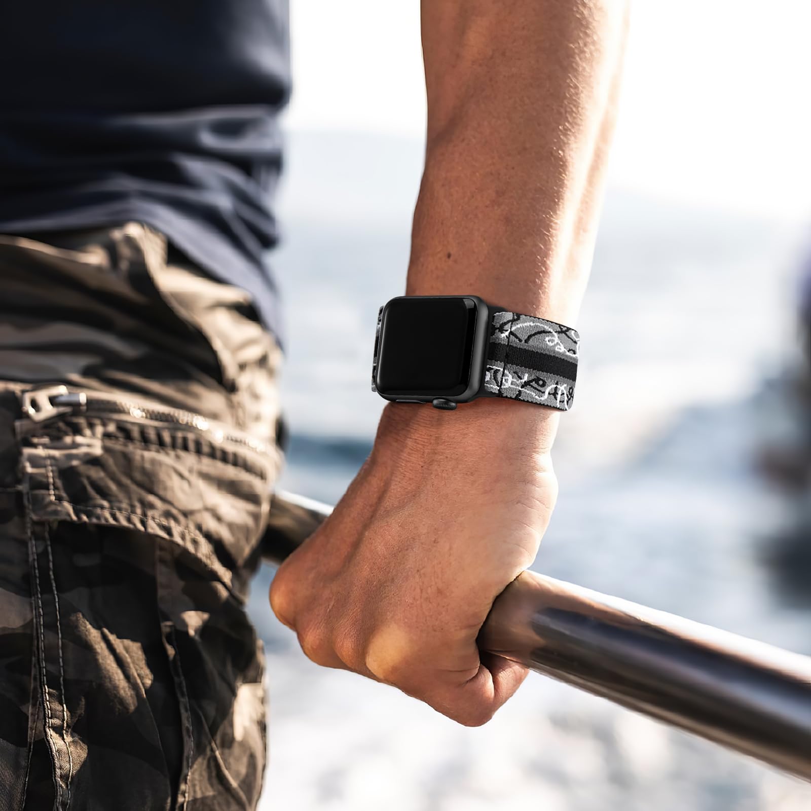 Lerobo Compatible With Apple Watch Band Series 9 10 45Mm 46Mm Se 44Mm Ultra 2 49Mm Sport Band 42Mm Men Women Stretchy Nylon Solo