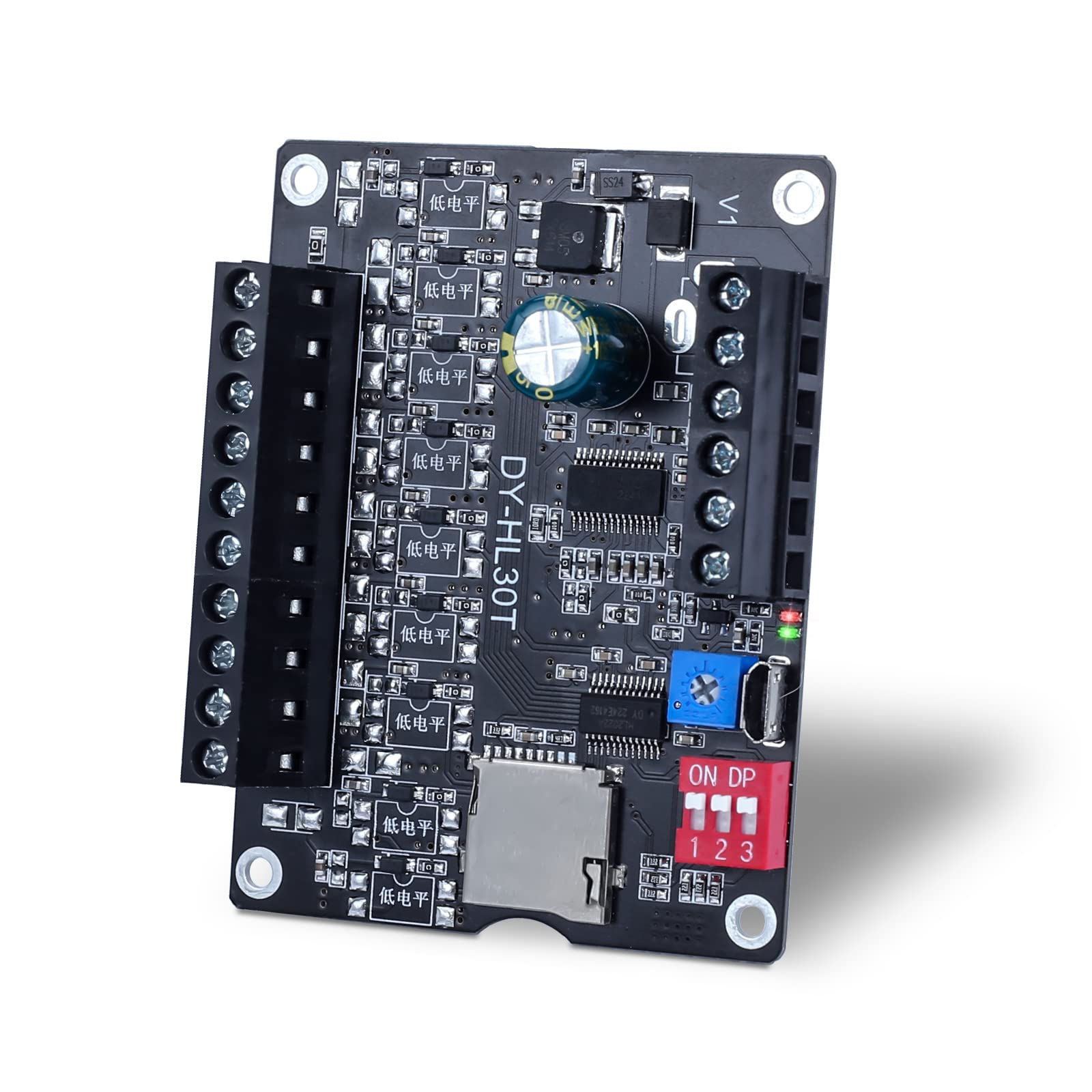 30W Voice Playback Module, Pemenol Dc 9 24V Voice Broadcast Device 9 Trigger Interfaces 8 I/O Trigger Modes Mp3 Music Player Wit