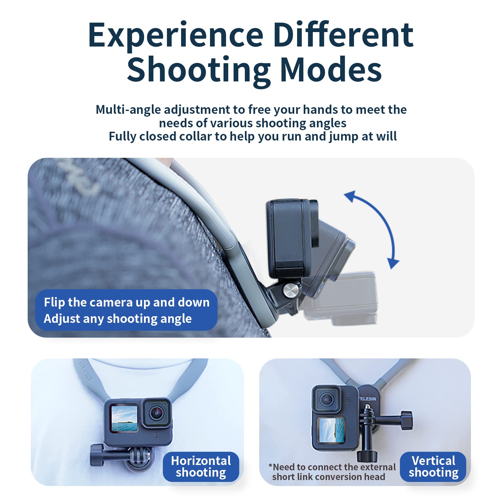 Telesin Long Magnetic Neck Mount Necklace Holder Lanyard Strap, Chest Head Backpack View Support For Gopro Max Hero 13 12 11 10 9 8 7 Insta360 X3 Go3 Ace Pro Dji Action 4 Osmo Action 3 Accessories