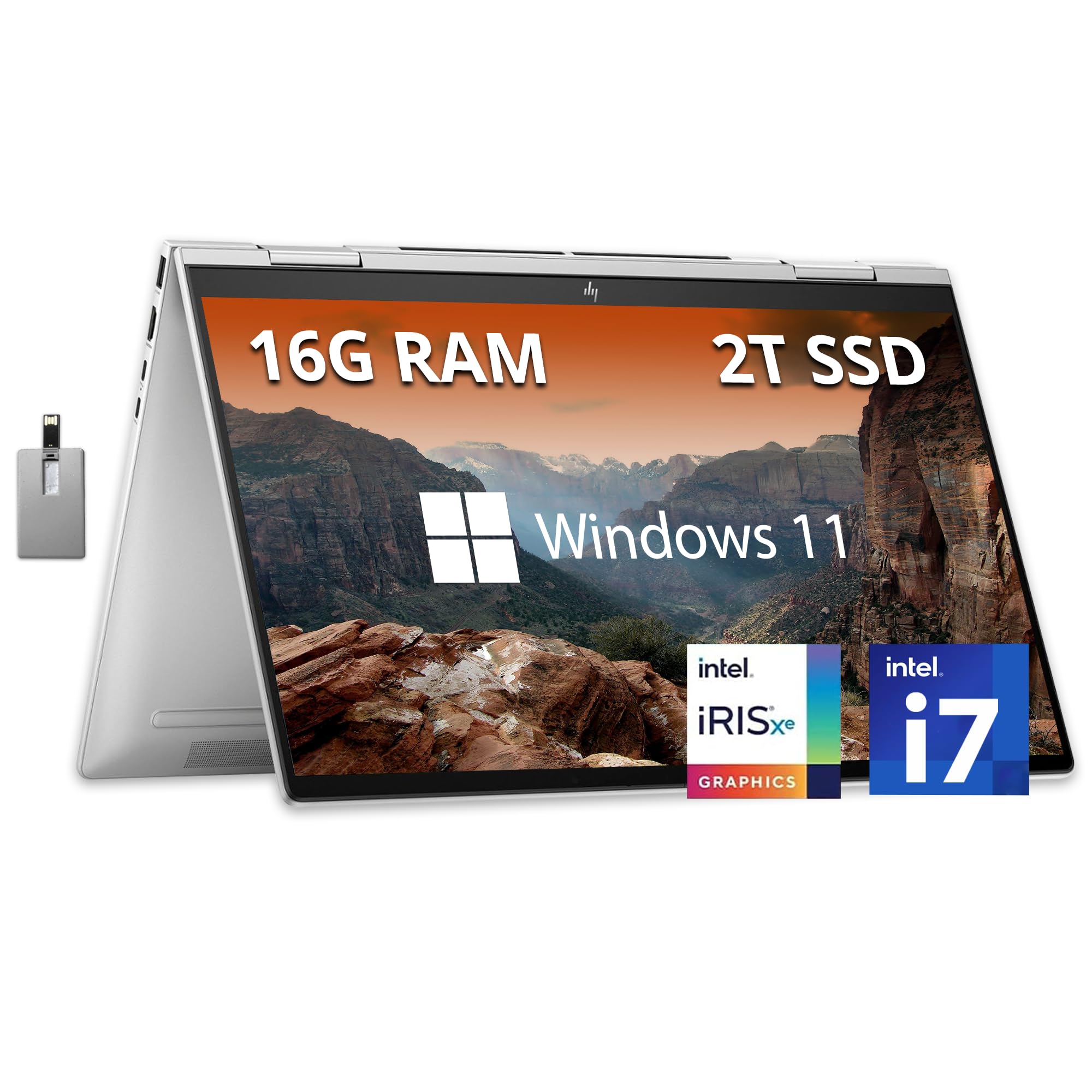 Hp Envy X360 2-In-1 15.6'' Fhd Touchscreen Laptop, Intel I7-1355U, 16Gb Lpddr5 Ram, 2Tb Pcie Ssd, Intel Iris Xe Graphics, Backli