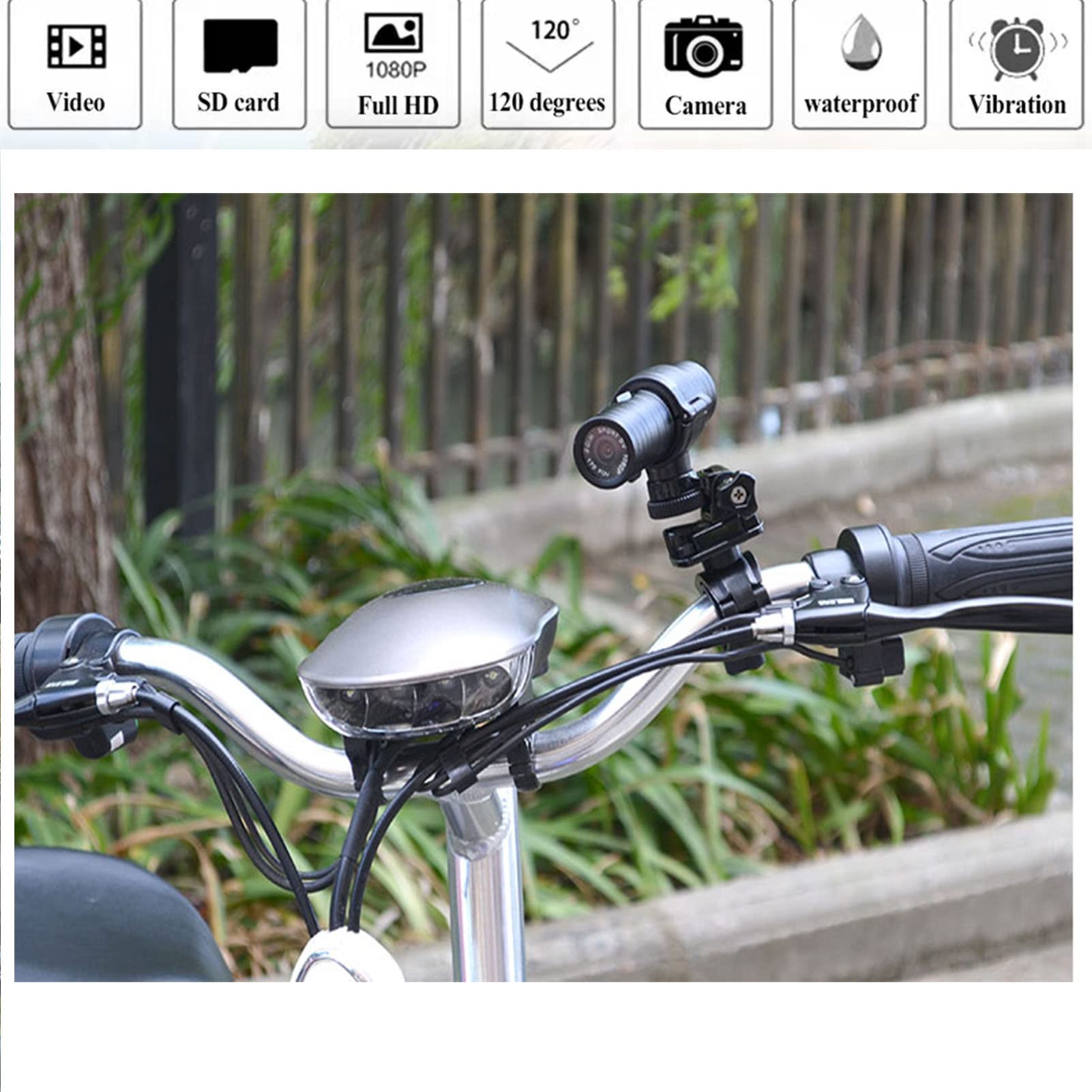 Wzquisite Bike Motorcycle Helmet Camera With Handle Brackect  1080P Mini Sports Video Action Camera 120 Wide Angle With Waterpro