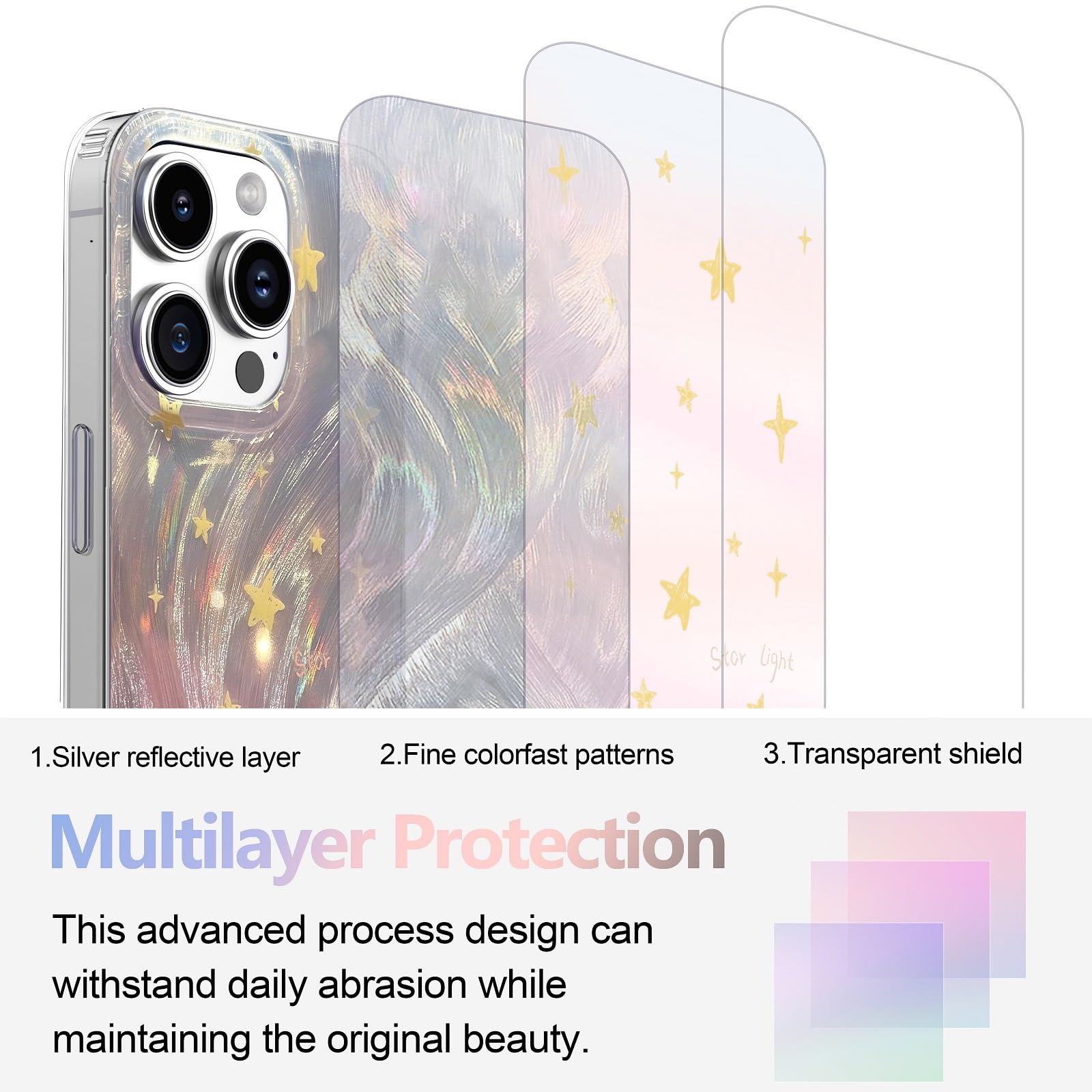 I Mgae In Ar Phone Hard Case 6.1 Inch Compatible With Iphone 14 Pro Case 2022 Release Slim Holographic Pink Butterfly Women Girl