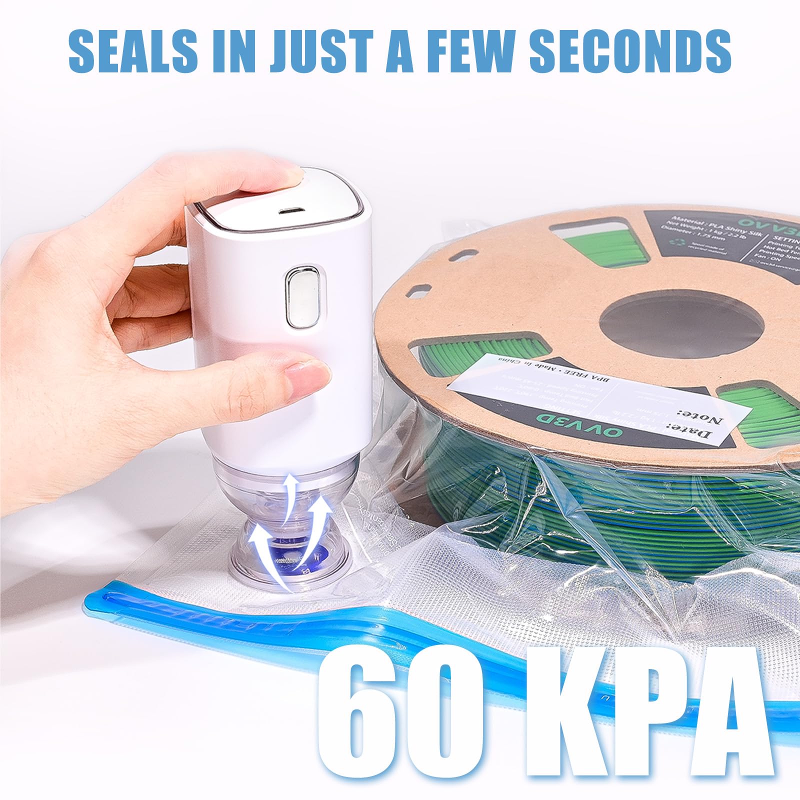 Ovv3D Filament Storage Bags Kit 66Pcs, 3D Printer Filament Storage 30 Bags Auto Pump With 30 Desiccants