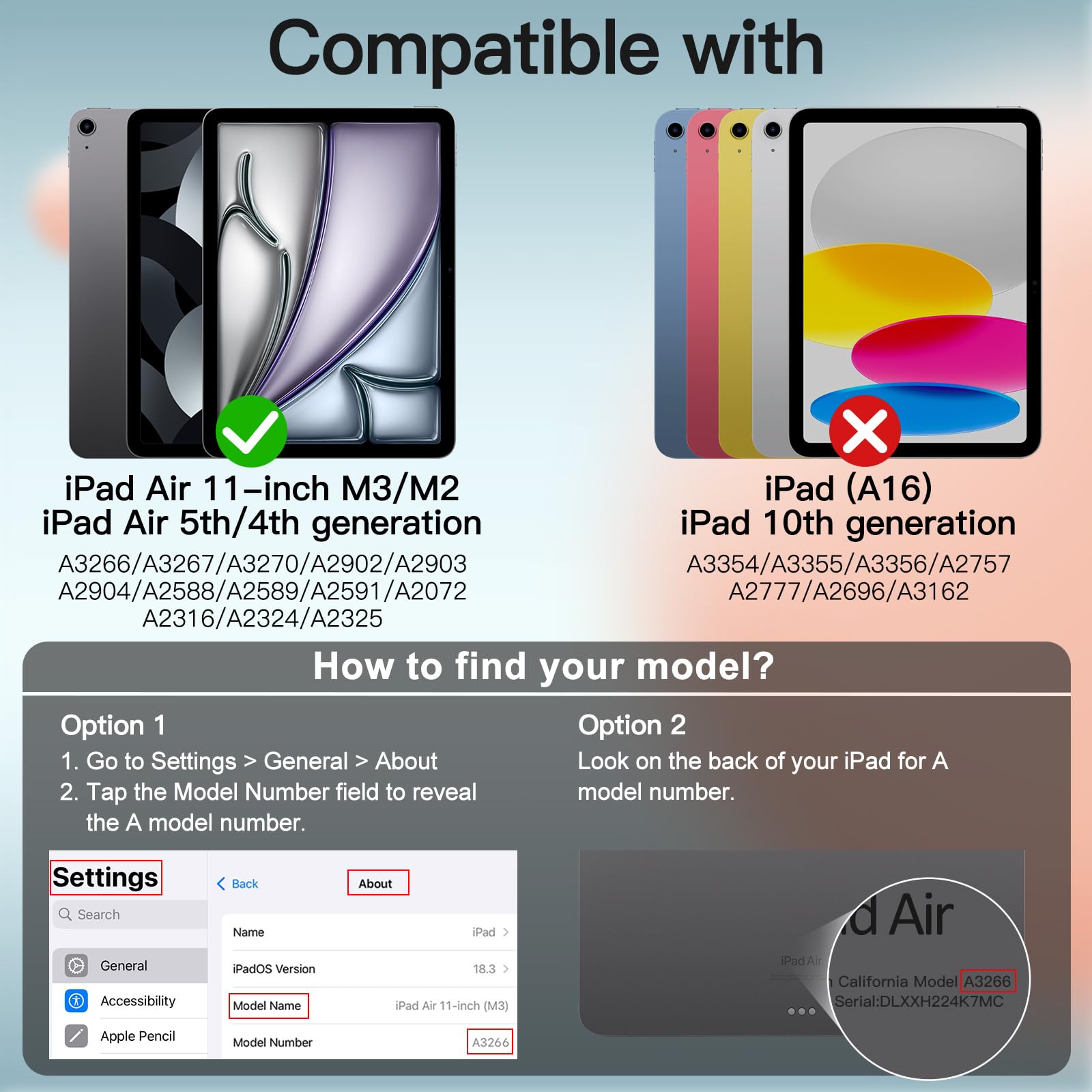 Jetech Case For Ipad Air 11-Inch M3/M2 (2025/2024), Ipad Air 5/4 (2022/2020 5Th/4Th Generation 10.9-Inch), Slim Stand Hard Back