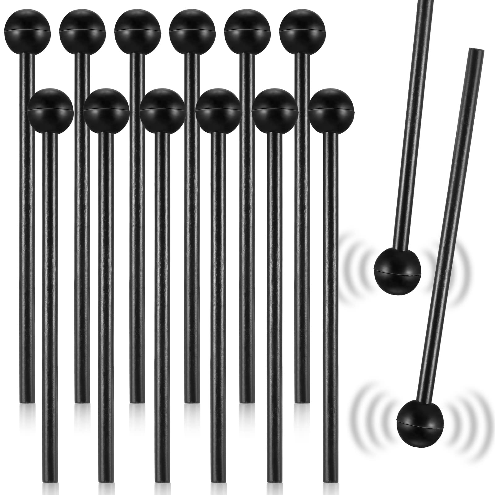 12 Pcs Glockenspiel Mallets Drum Mallets Percussion Xylophone Mallets 8.5 Inch Wood Mallets Percussion Sticks Rubber Head With S