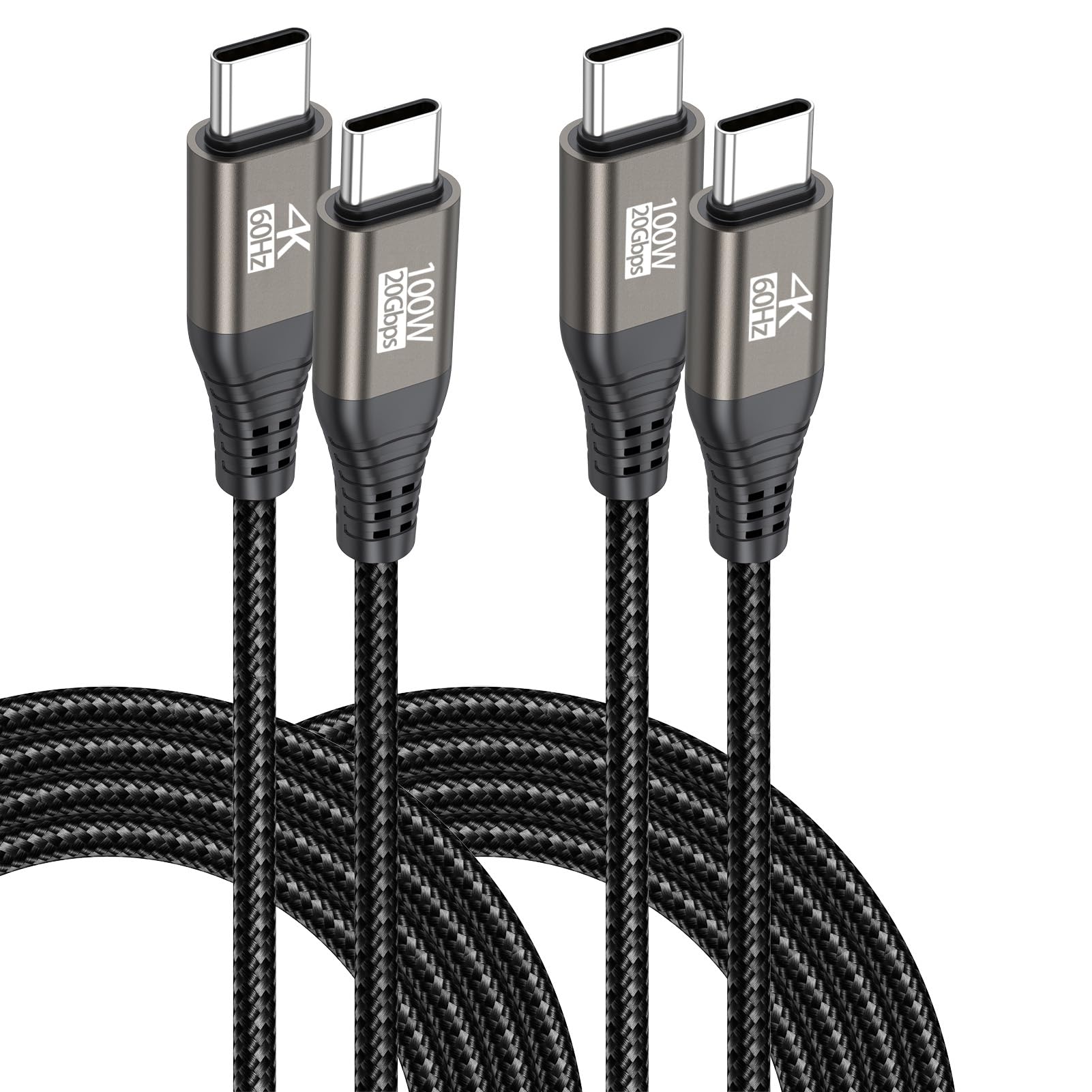 USB C Portable Monitor Cable 6FT 2Pack,USB 3.2 Gen 2x2 Cable 20Gbps,4K,100W