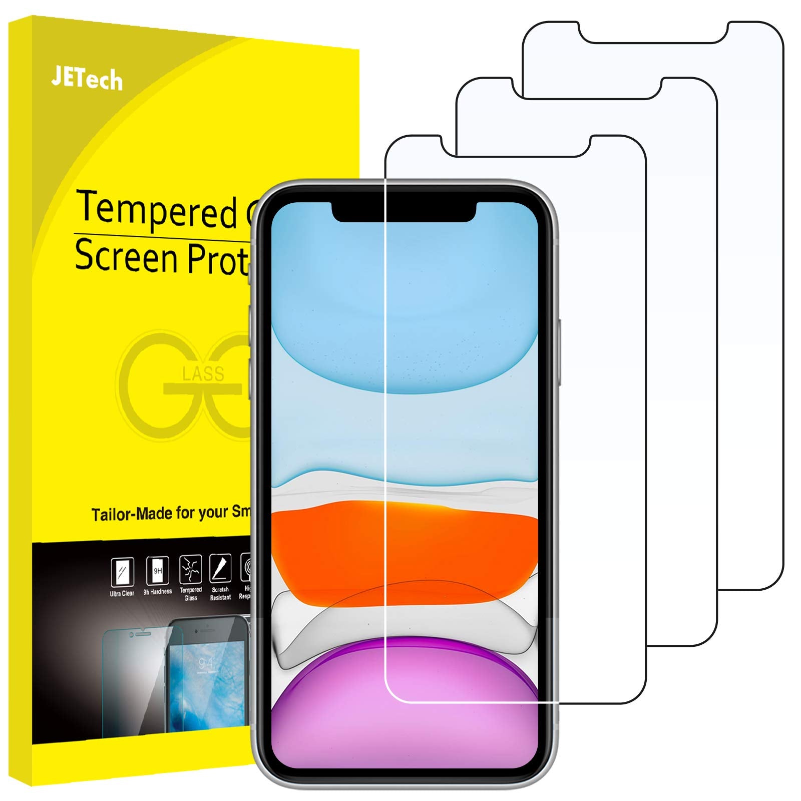 Jetech Screen Protector For Iphone 11 And Iphone Xr, 6.1 Inch, Tempered Glass Film, 3 Pack