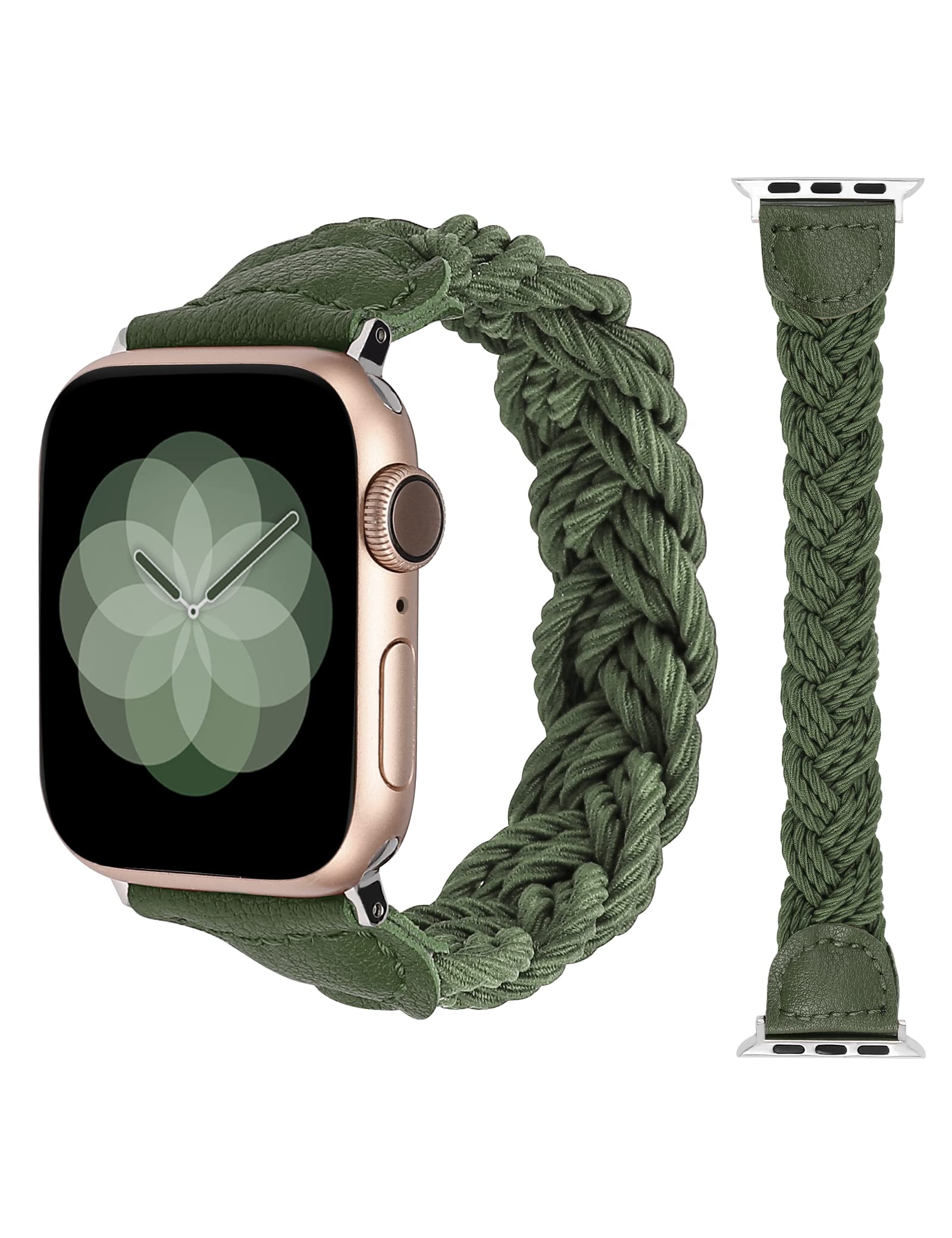 Minyee Compatible With Apple Watch Band Braided 41Mm 40Mm 38Mm 44Mm 45Mm 42Mm 49Mm Women, Solo Loop Stretchy Designer Slim Elast
