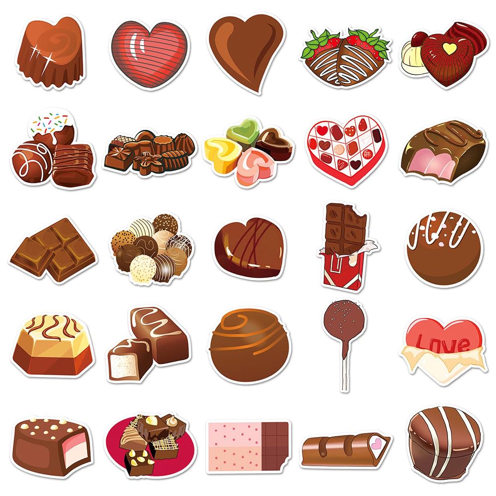 Chocolate Stickers |50Pcs Chocolate Waterproof Vinyl Decals For Bike Water Bottles Laptop Bicycle Refrigerator Cup Luggage Compu