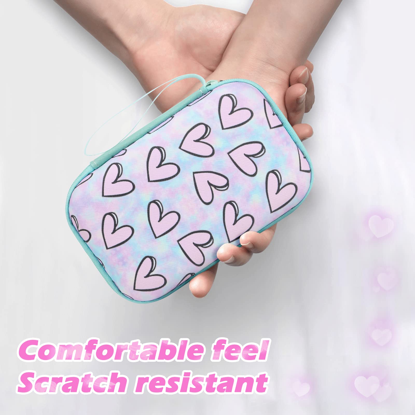 Phone Charger Storage Case Set With Purple 3D Love Heart Carrying Cover Bag Kawaii Cute Diy Cable Protector Charger Accessories