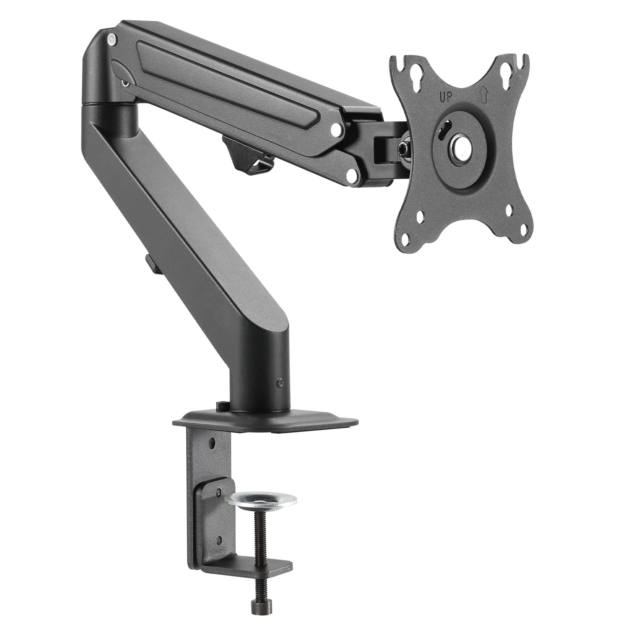 Siig Single Monitor Desk Mount, 17 To 27, C Clamp Base, Premium Gas Spring, Fits Flatcurved Monitor, Fully Adjustable, Load Bear