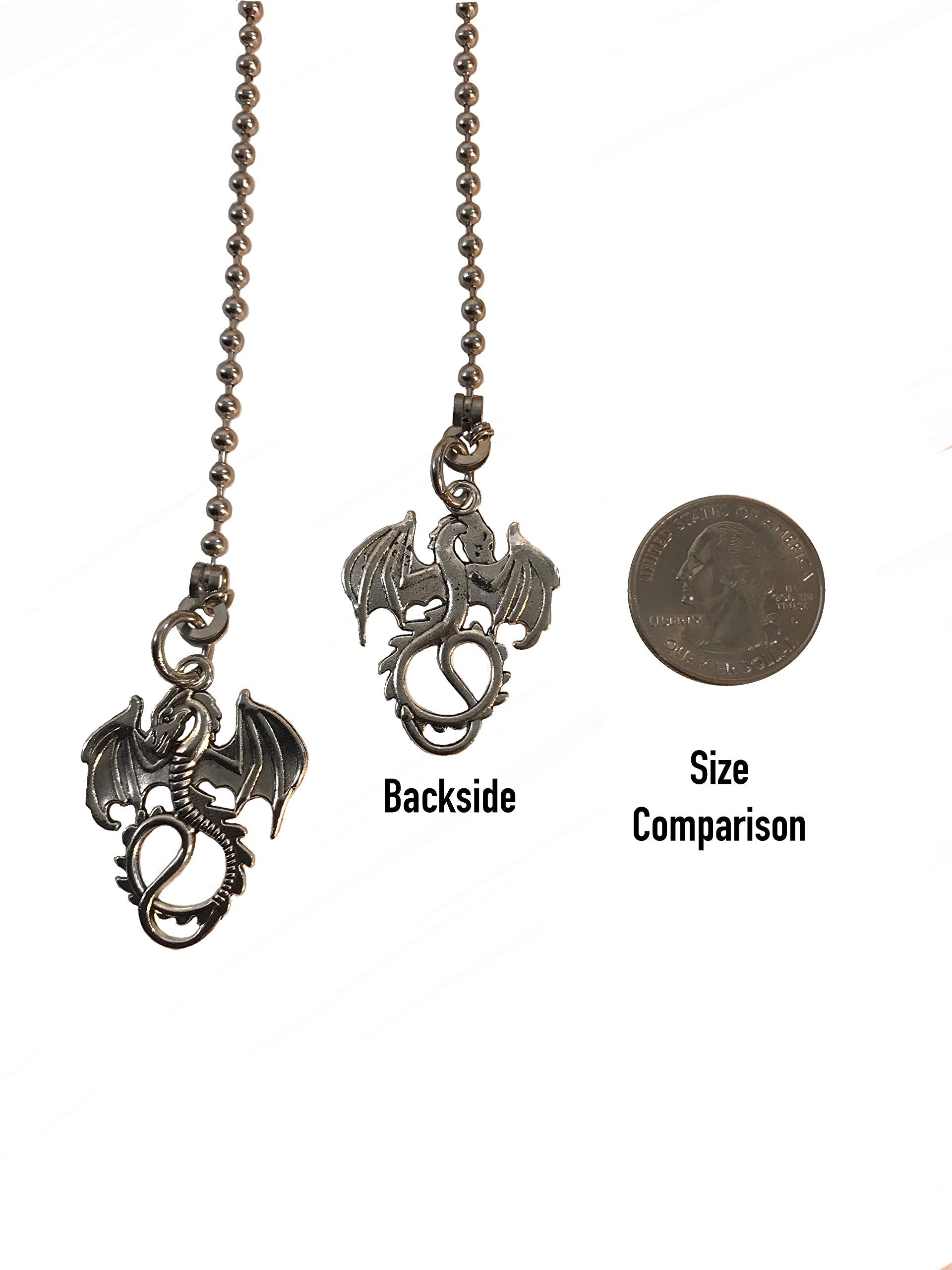 Dragon Fan Light Pull Chain Replacement Set Silver Tone 3.2Mm