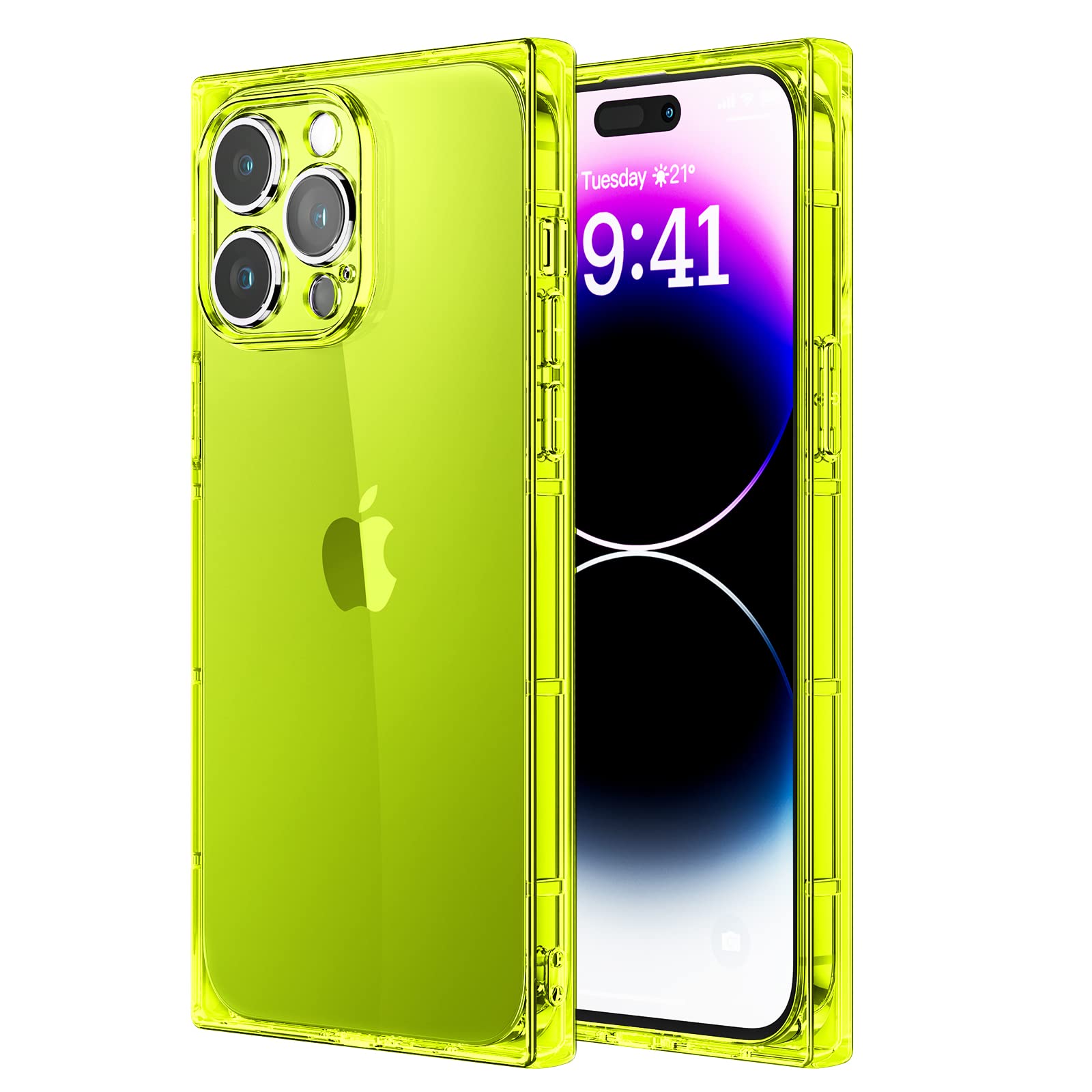 Tzomsze For Iphone 14 Pro Max Case Square,Clear Cute Cases With Full Camera Protection & Reinforced Corners Tpu Cushion,Slim Sil