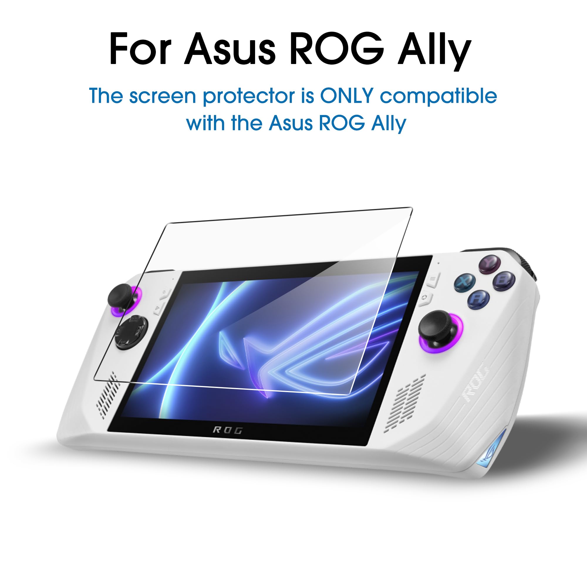 Amfilm 3 Pack Designed For Asus Rog Ally 2023 /Rog Ally X 2024 Screen Protector 7 Inch, Tempered Glass, Transparent Ultra Hd, An