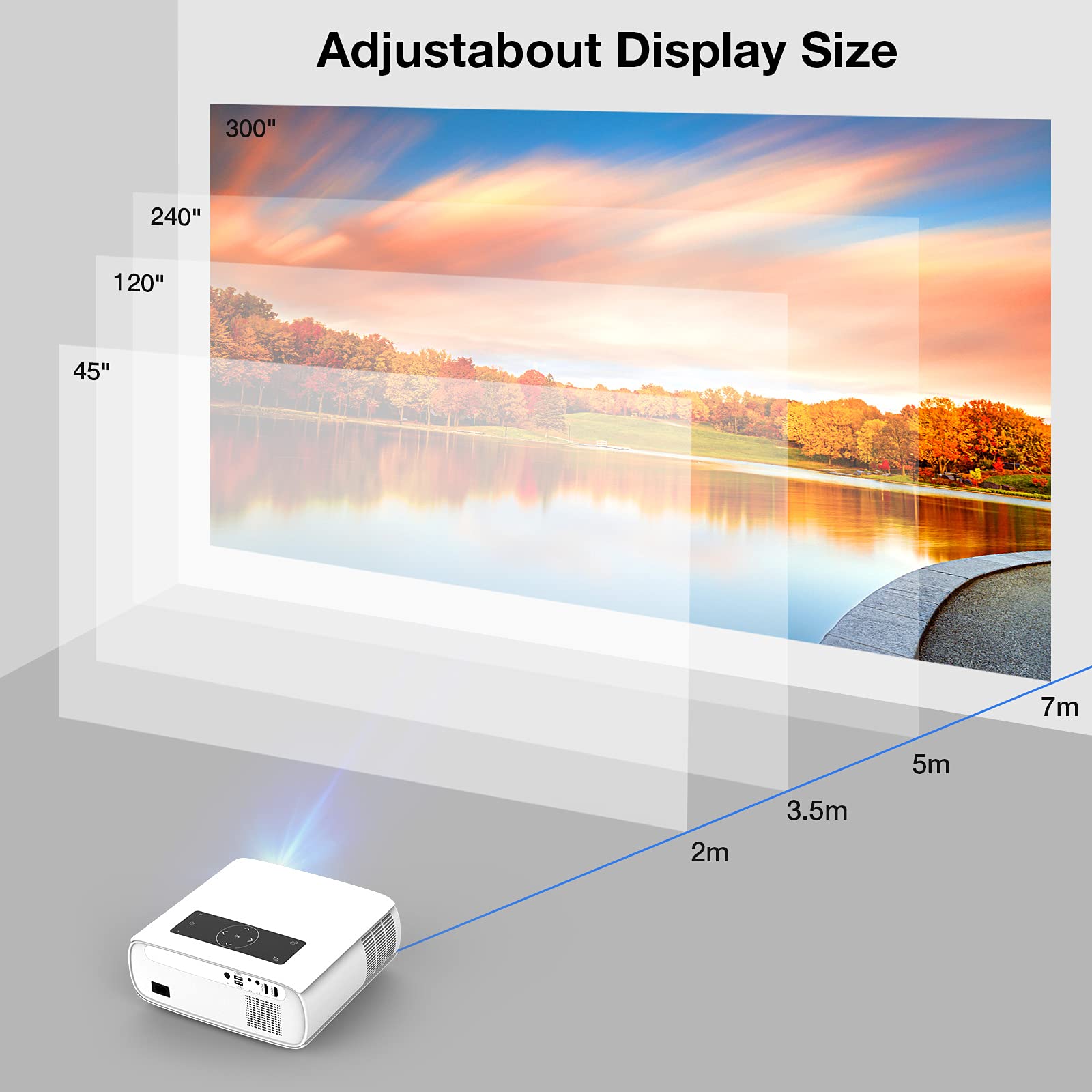 Hopvision Native 1080P Projector Full Hd, 15000Lux Movie Projector With 150000 Hours Led Lamp Life, Support 4K 350'' Home Outdoo